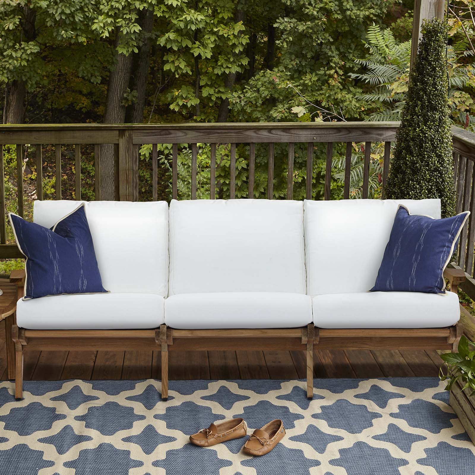 Saratoga Outdoor Patio Teak/Fabric Wood Sofa