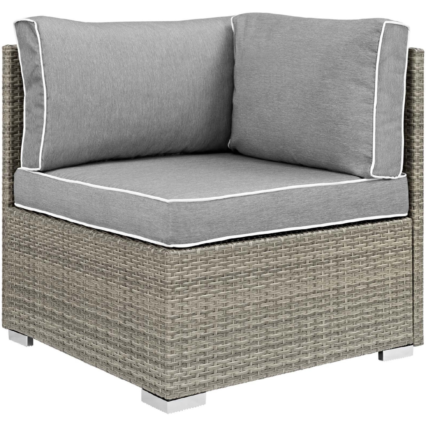 Repose Outdoor Patio Synthetic PE Rattan/Fabric Corner Chair