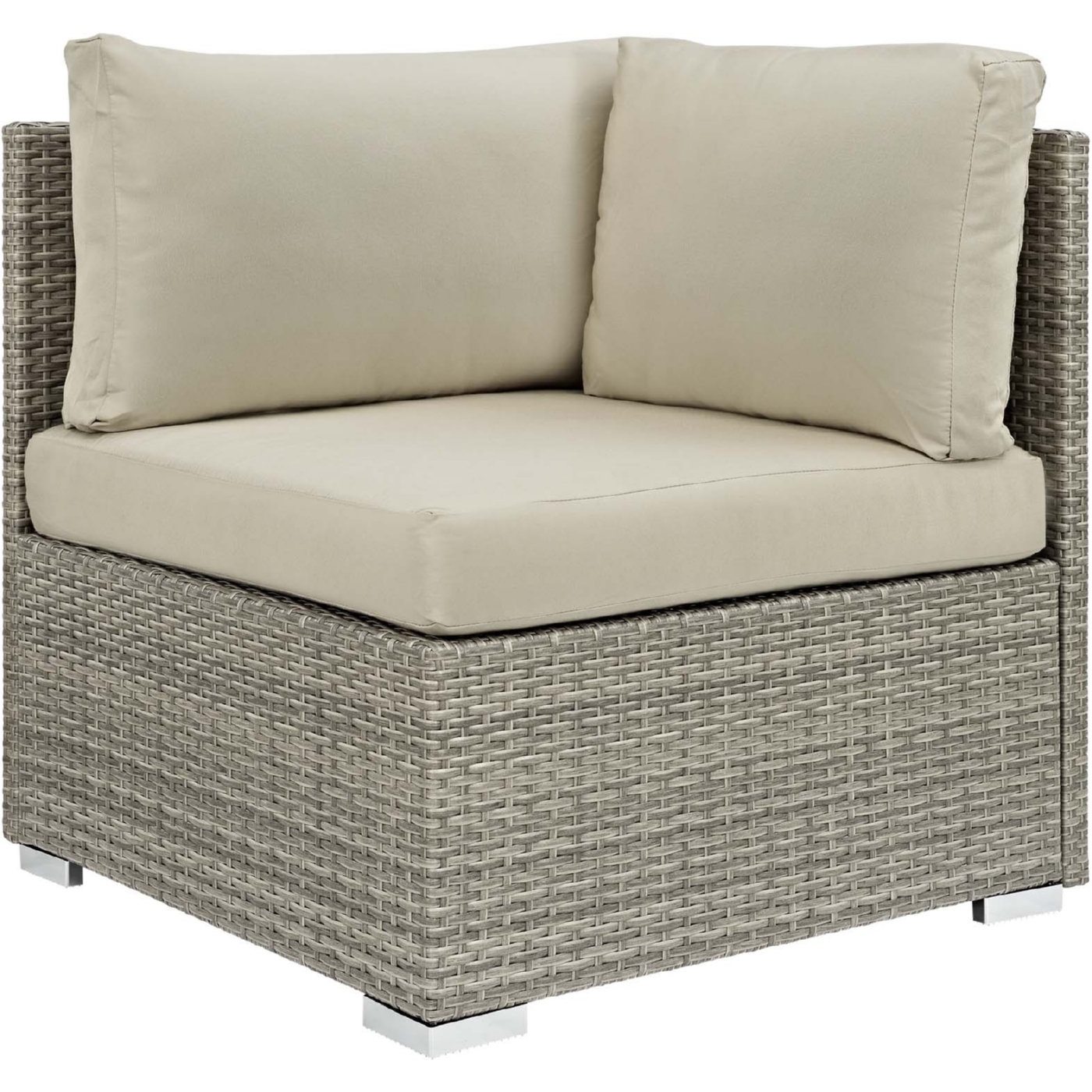 Repose Outdoor Patio Sunbrella Fabric/Synthetic PE Rattan Corner Chair