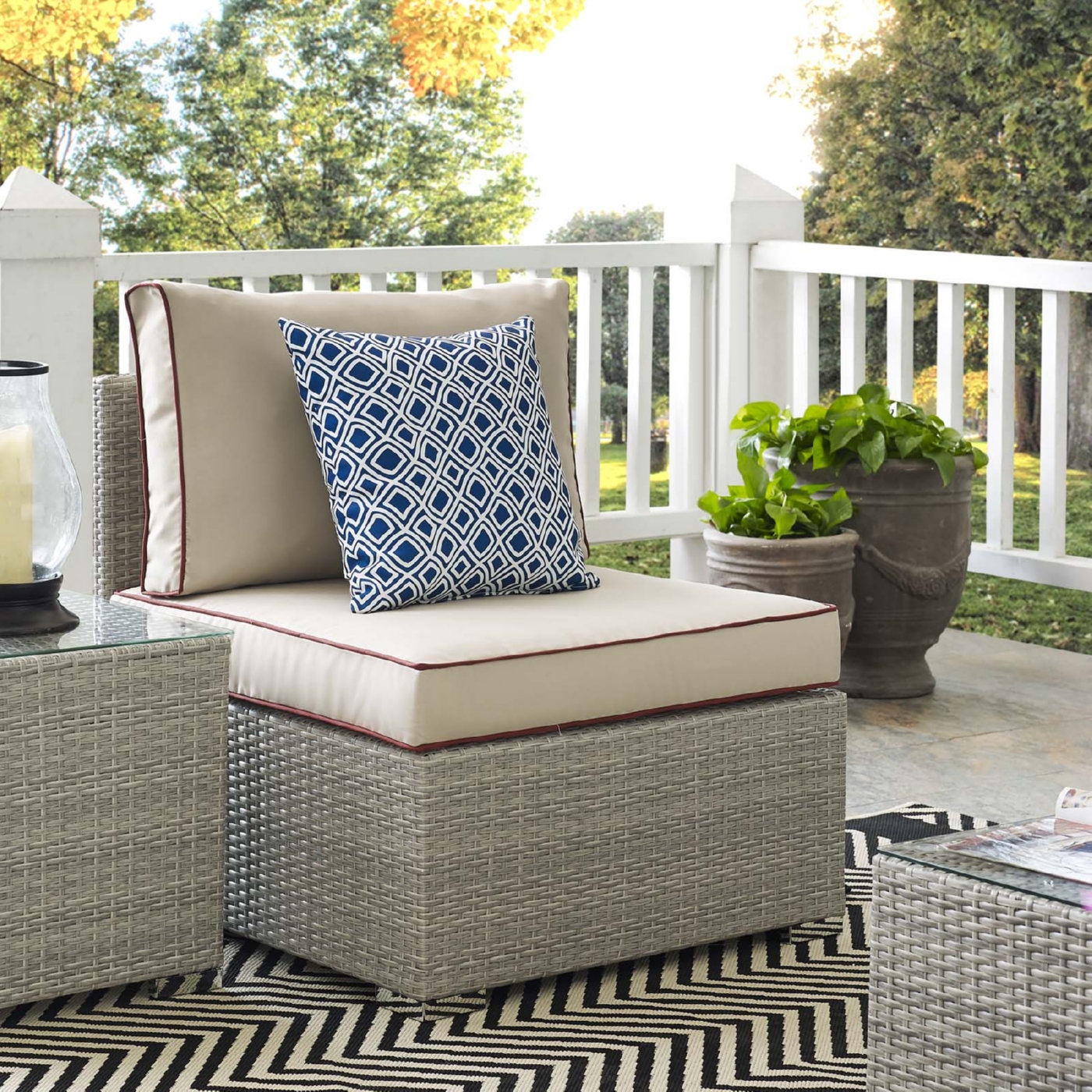 Repose Outdoor Patio Synthetic PE Rattan/Fabric Armless Chair