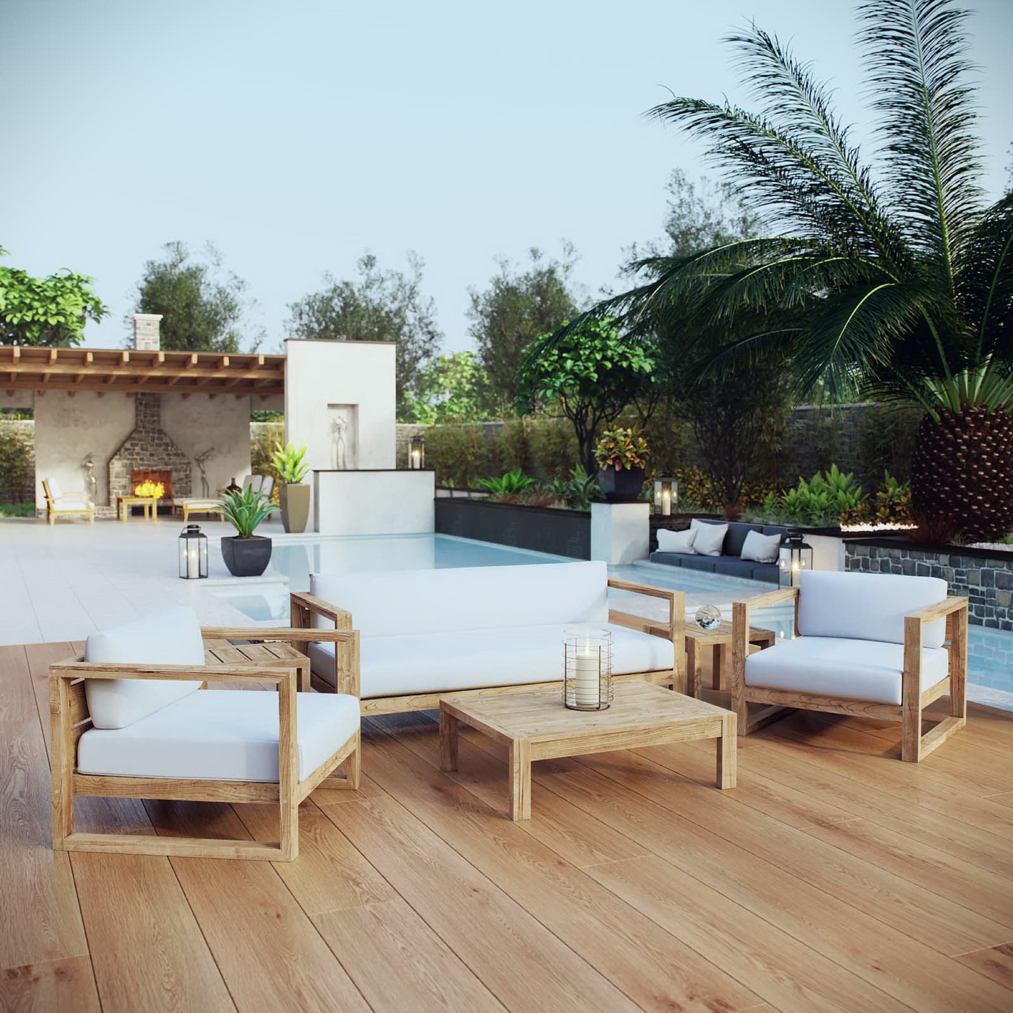 Upland 6-Piece Outdoor Patio Teak Set