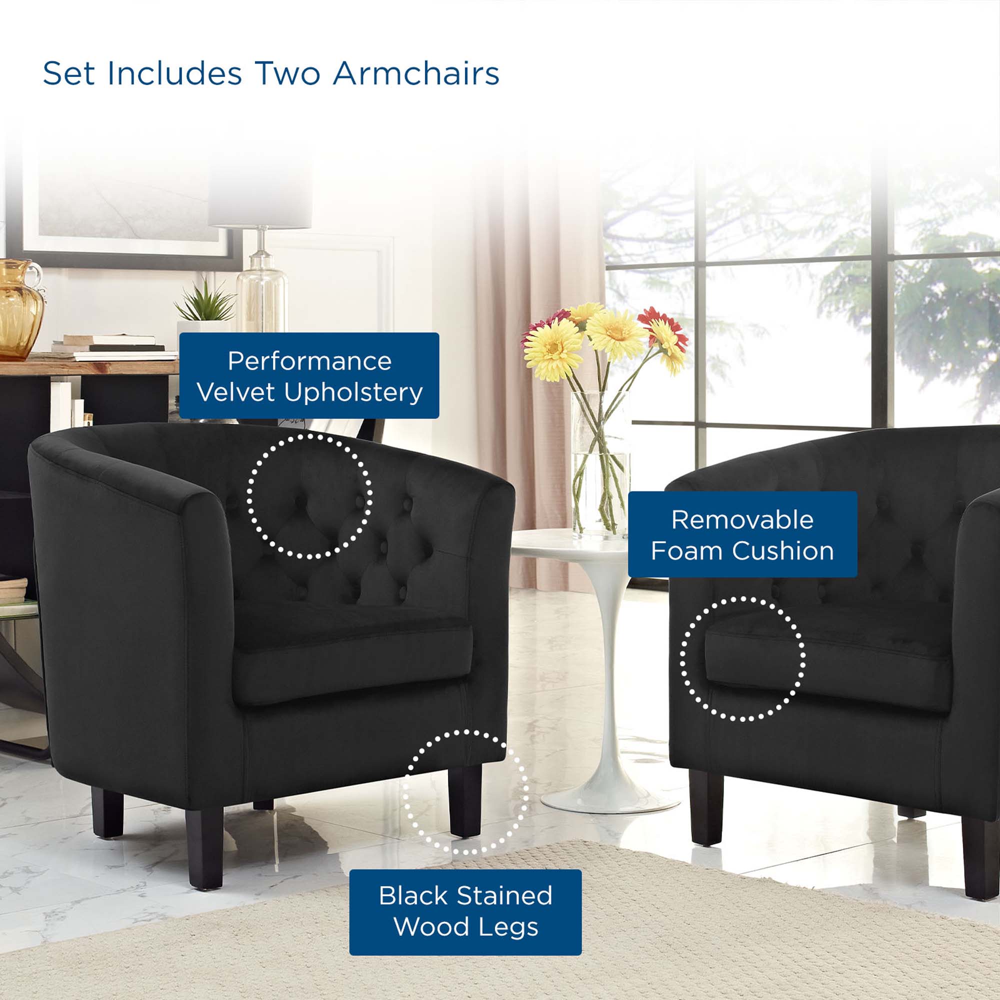 Prospect 2-Piece Performance Velvet Armchair Set