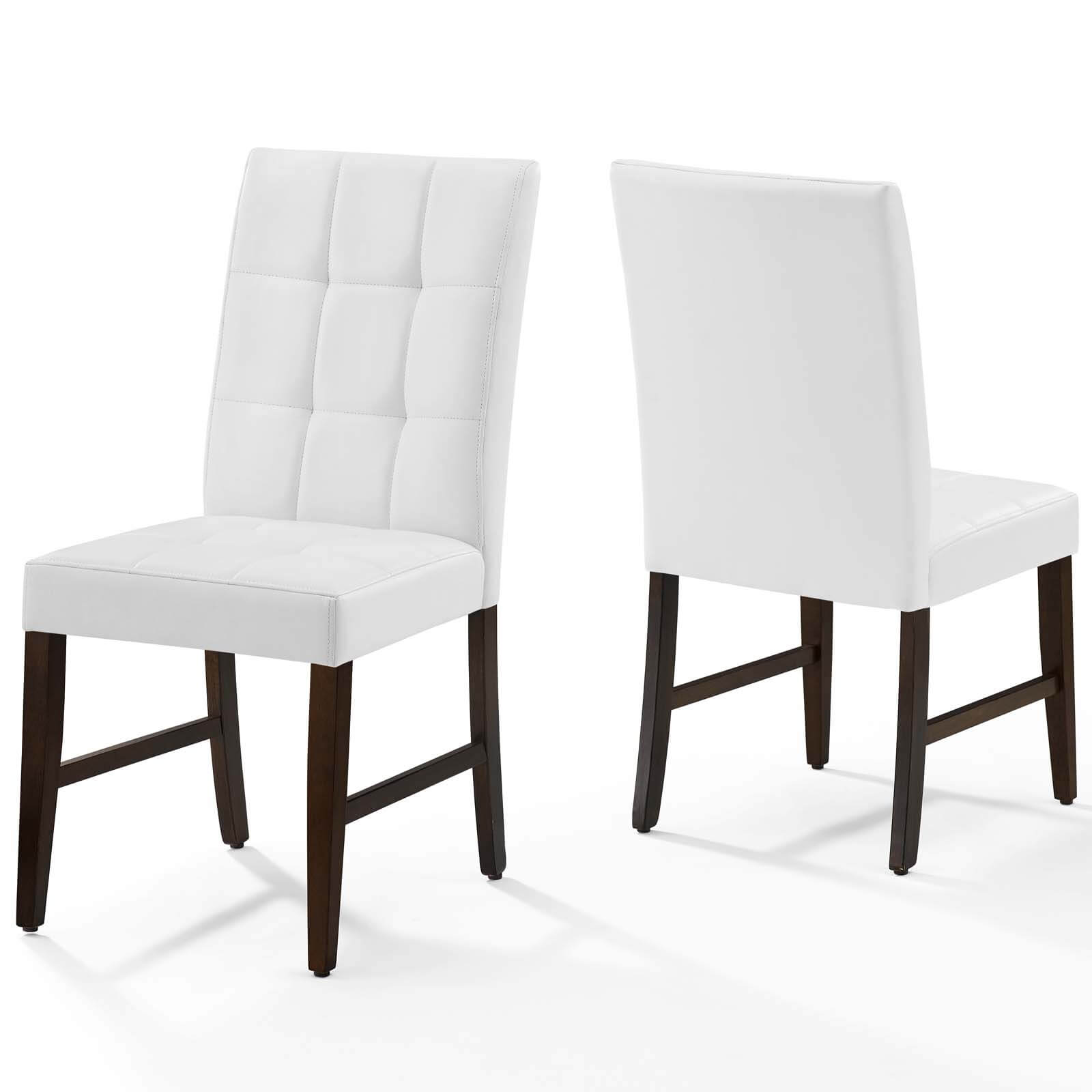 Promulgate Biscuit Tufted Upholstered Faux Leather Dining Side Chair