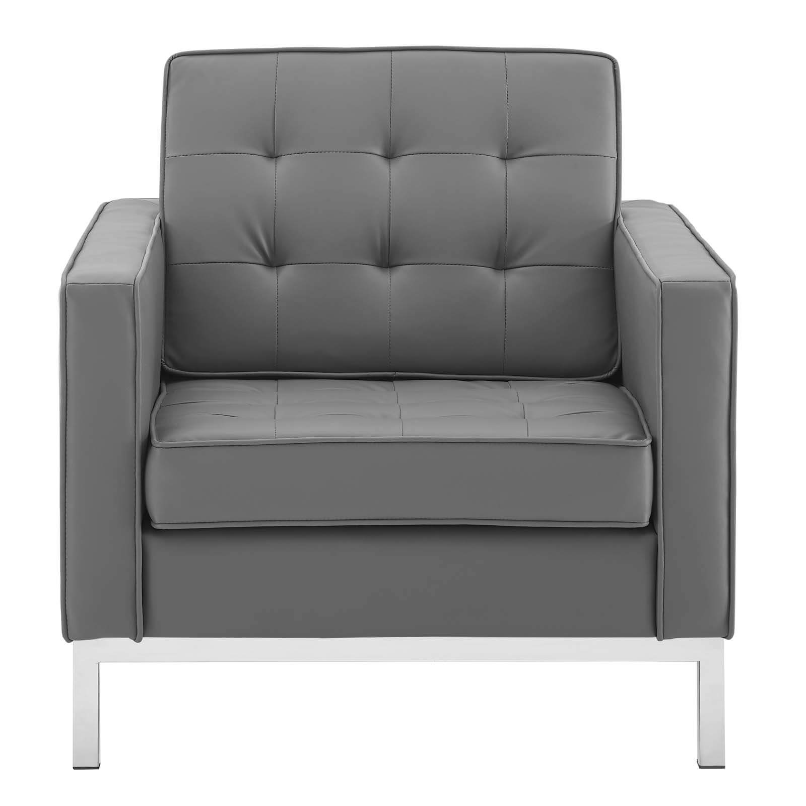 Loft Tufted Faux Leather Armchair