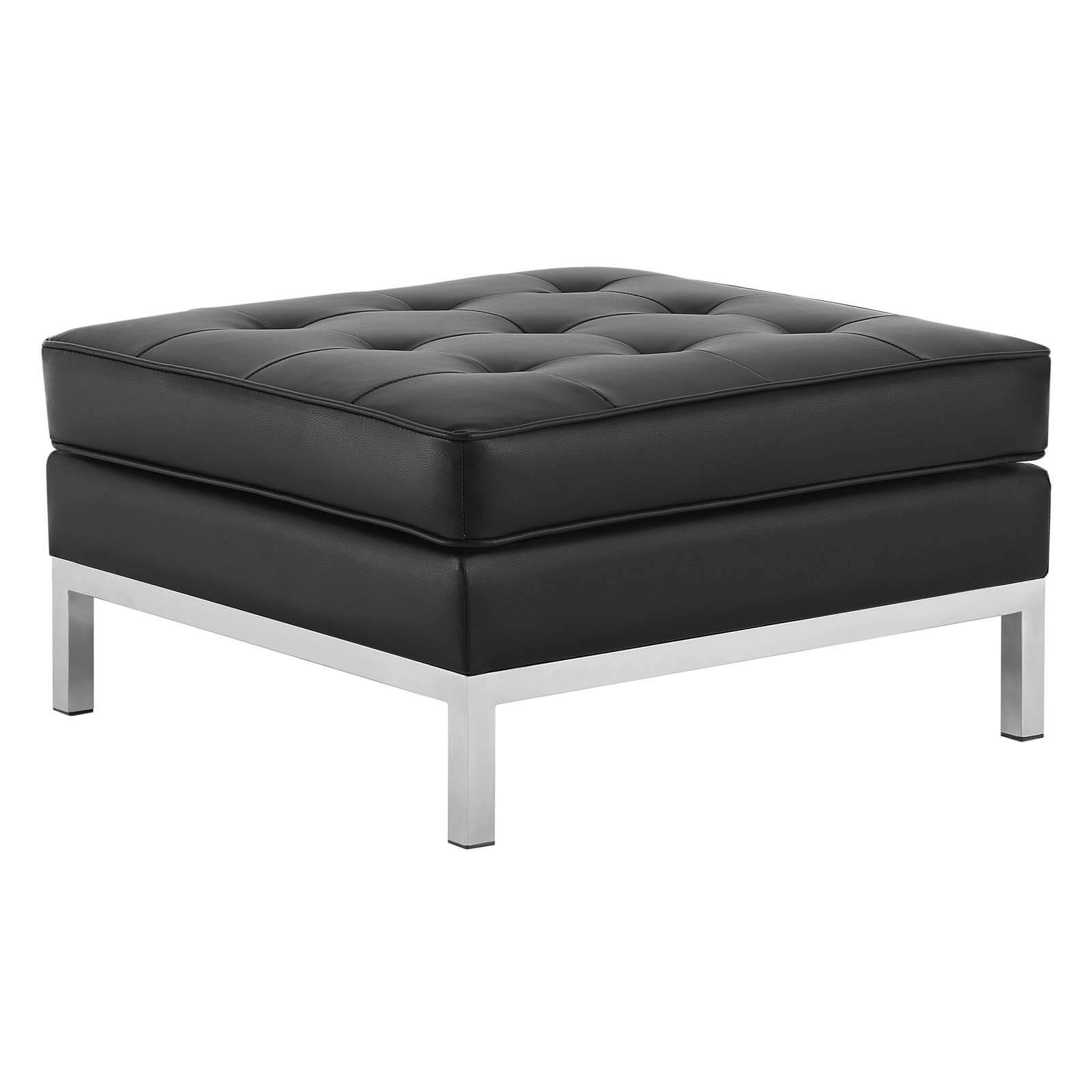 Loft Tufted Faux Leather Ottoman