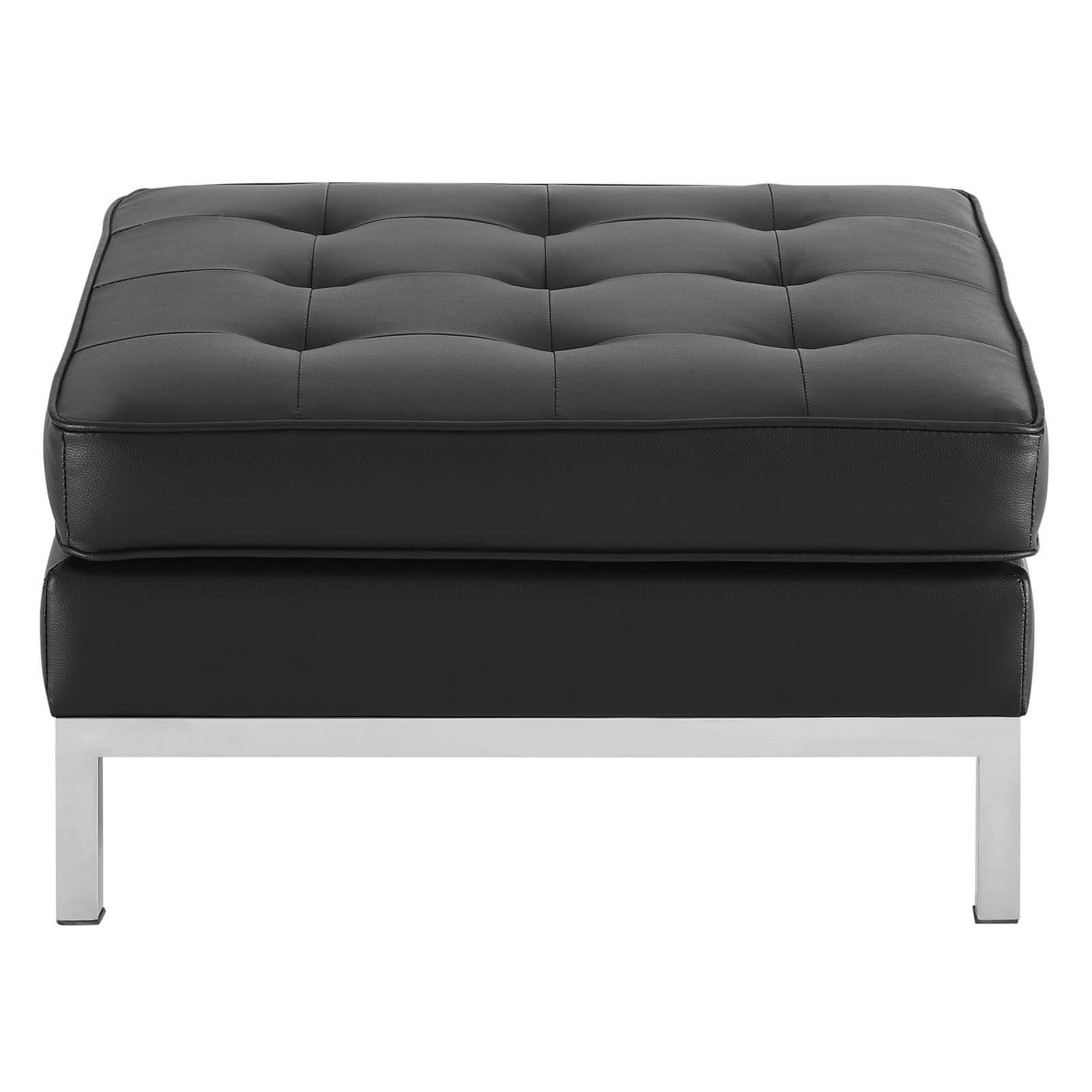 Loft Tufted Faux Leather Ottoman