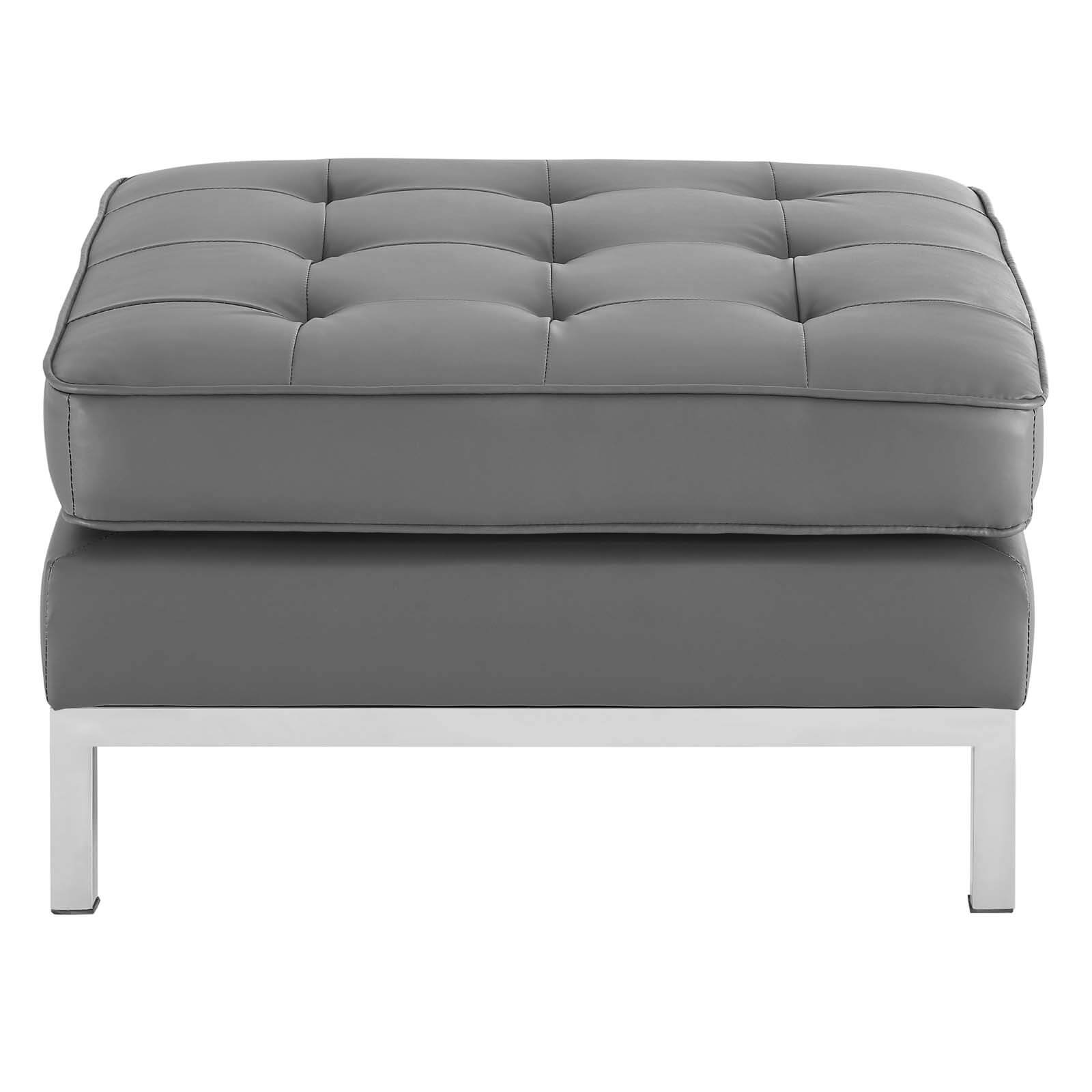 Loft Tufted Faux Leather Ottoman