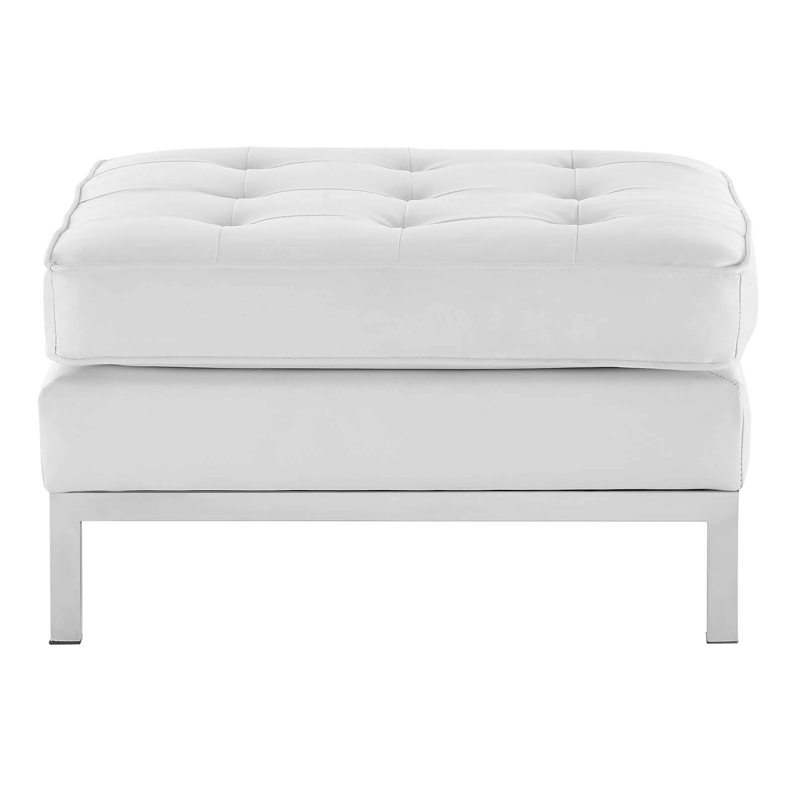 Loft Tufted Faux Leather Ottoman