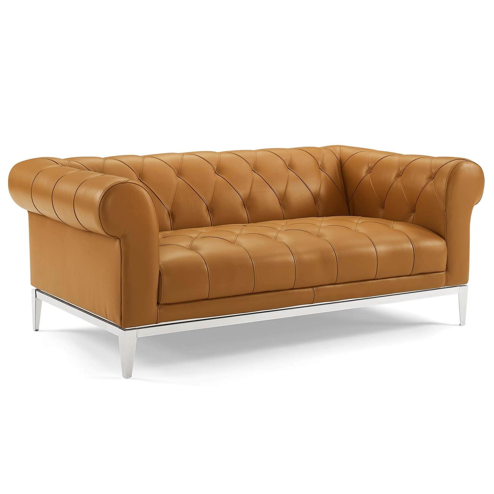 Idyll Tufted Button Upholstered Leather Chesterfield Living Room Set