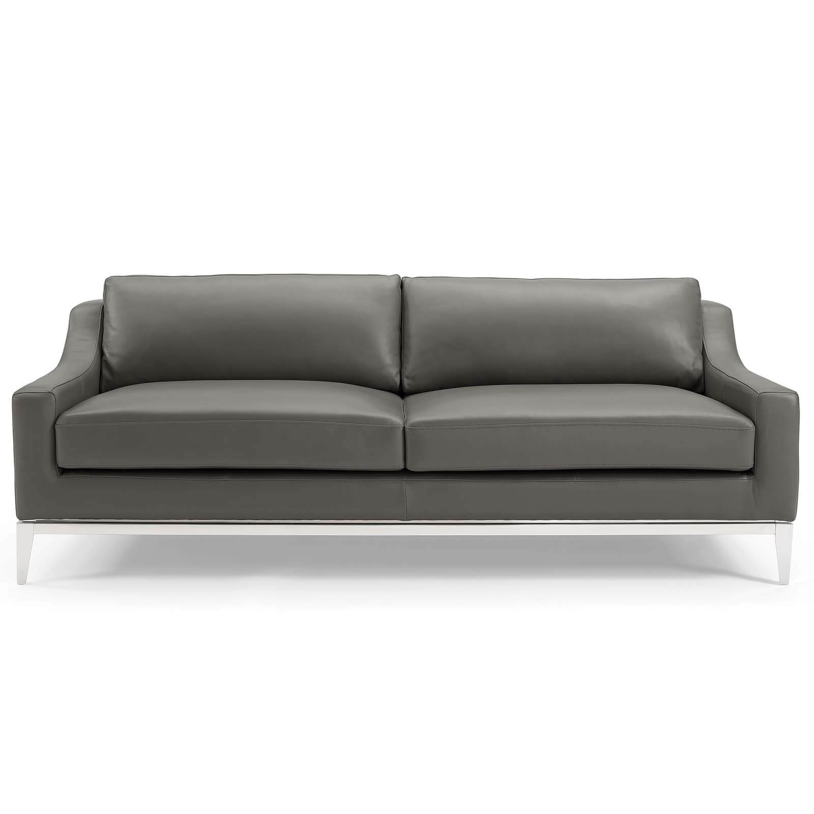 Harness Stainless Steel Base Leather Sofa