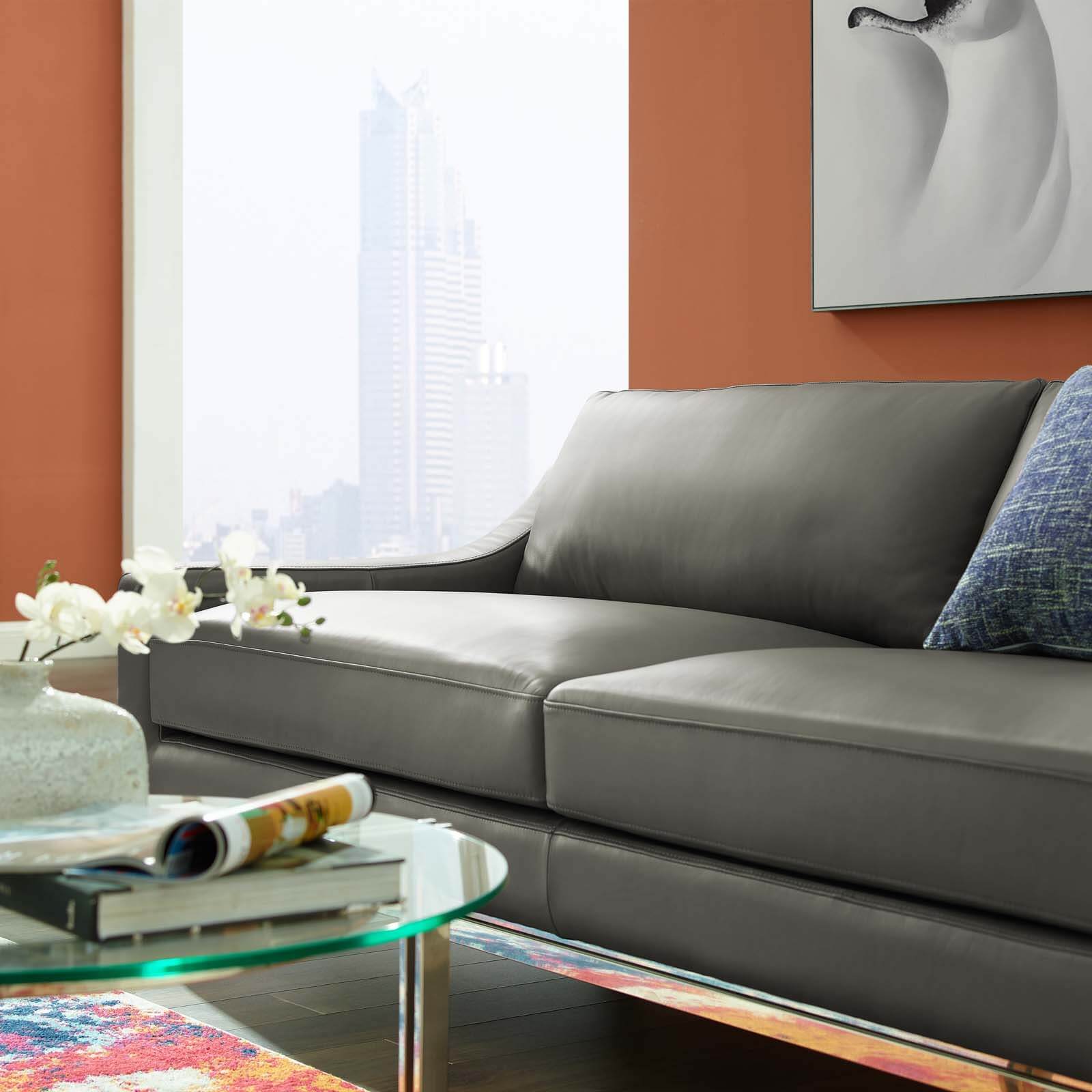 Harness Stainless Steel Base Leather Sofa