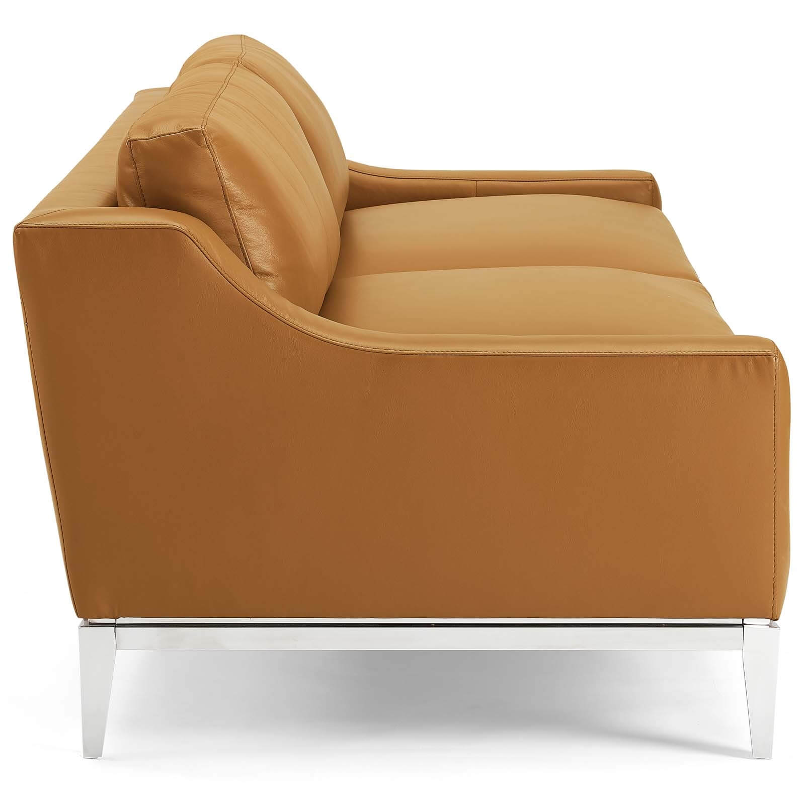 Harness Stainless Steel Base Leather Sofa