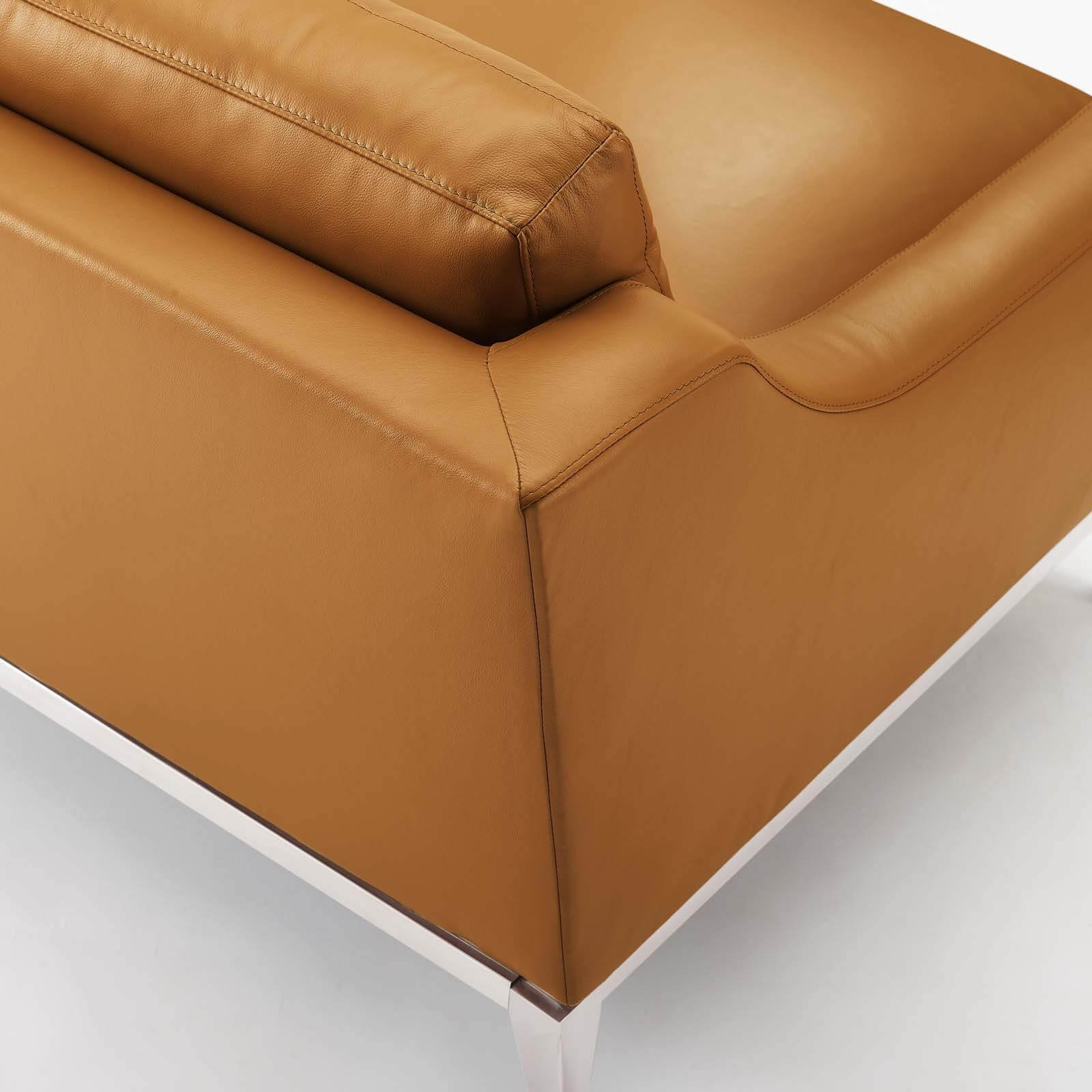 Harness Stainless Steel Base Leather Sofa