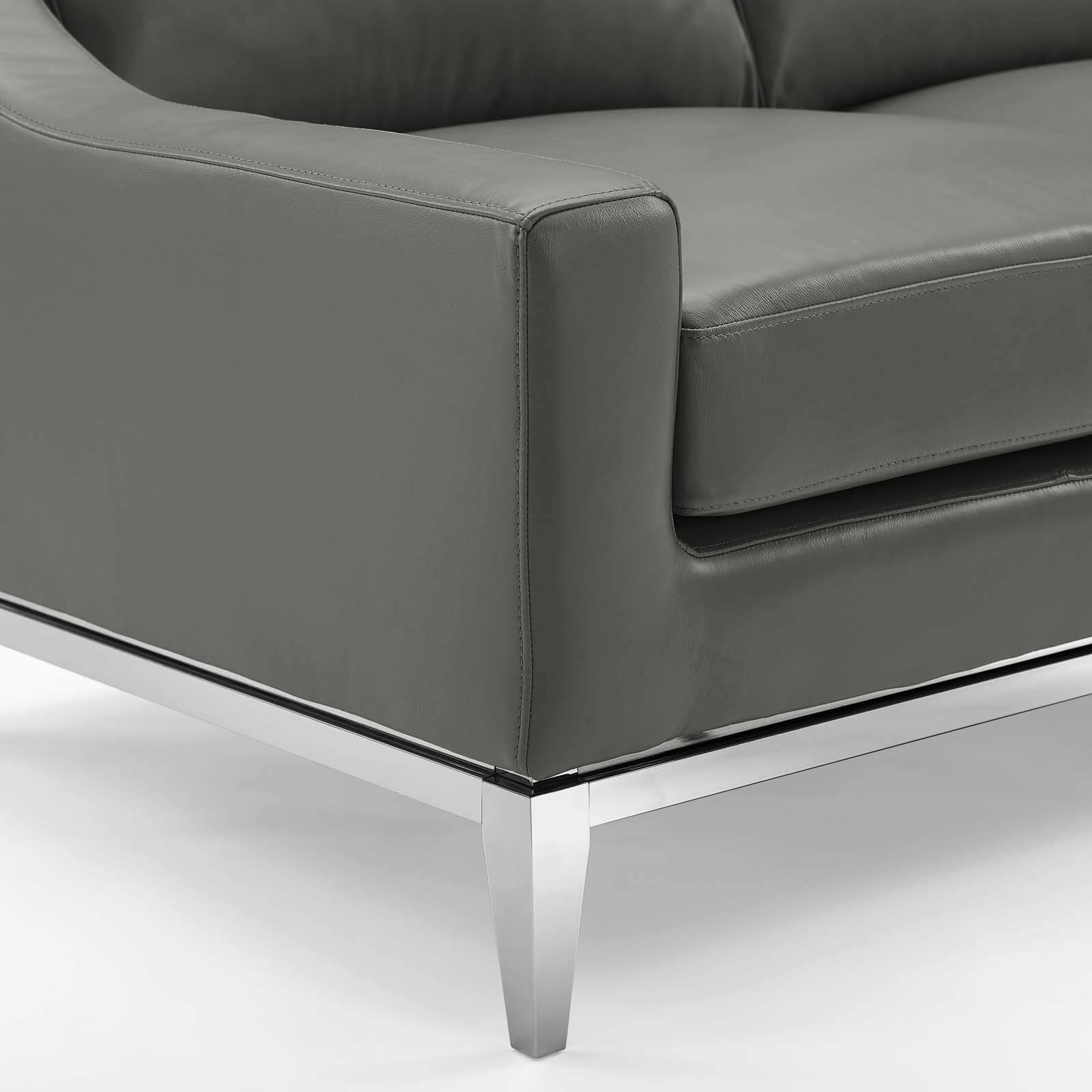 Harness Stainless Steel Base Leather Loveseat