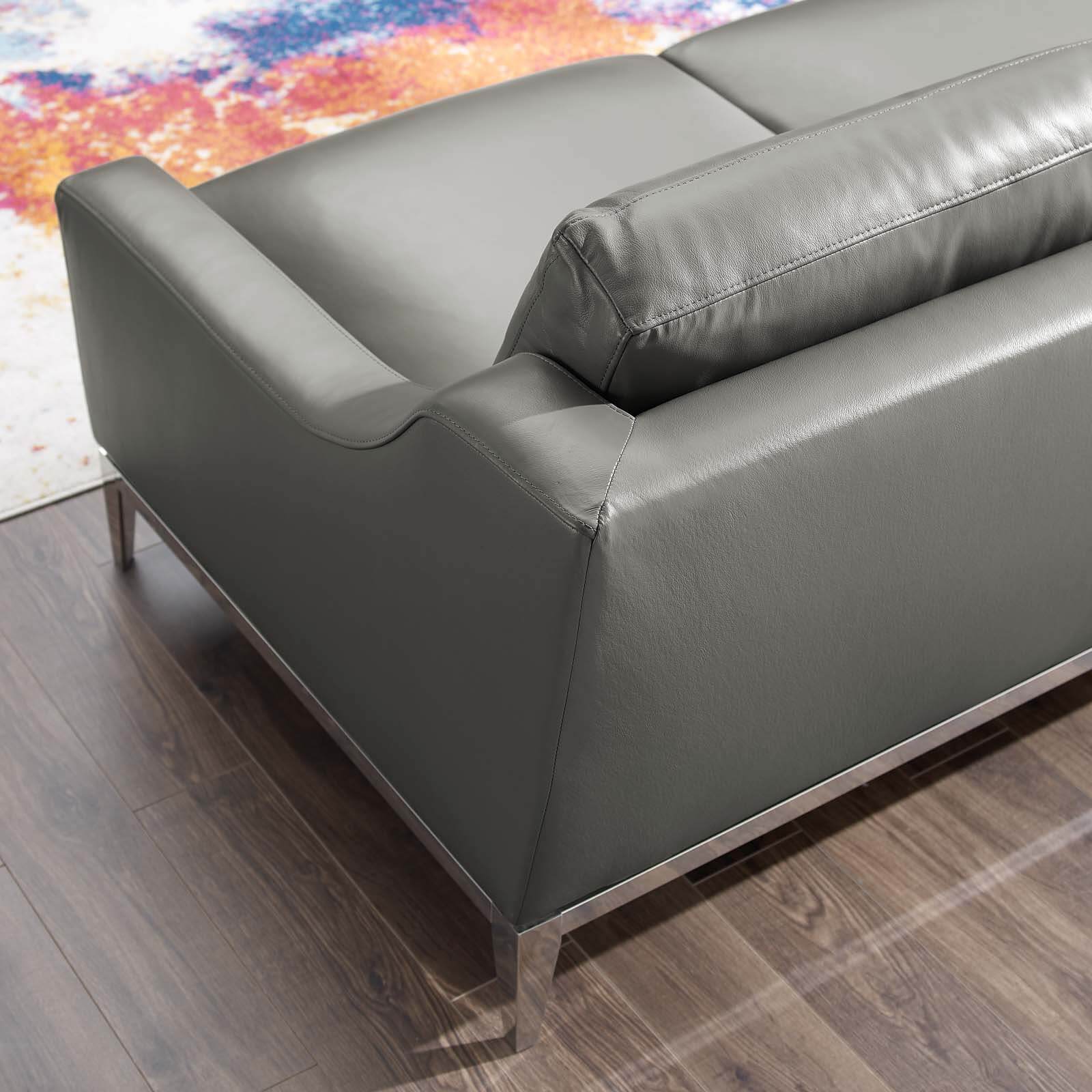 Harness Stainless Steel Base Leather Loveseat