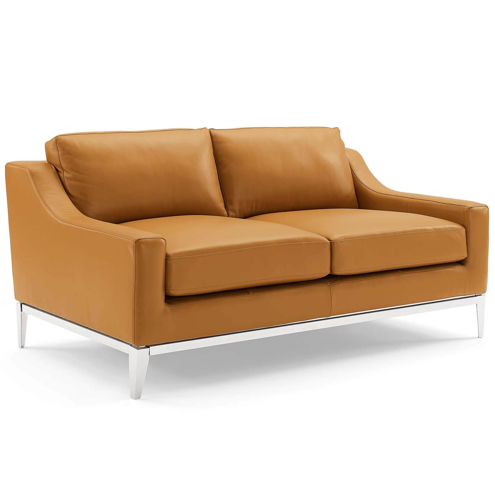 Harness Stainless Steel Base Leather Loveseat