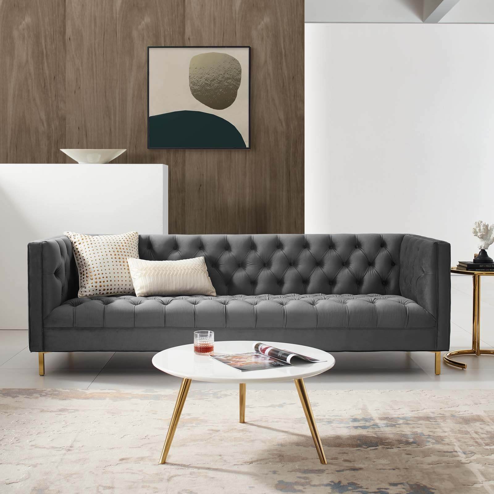 Delight Tufted Button Velvet Sofa