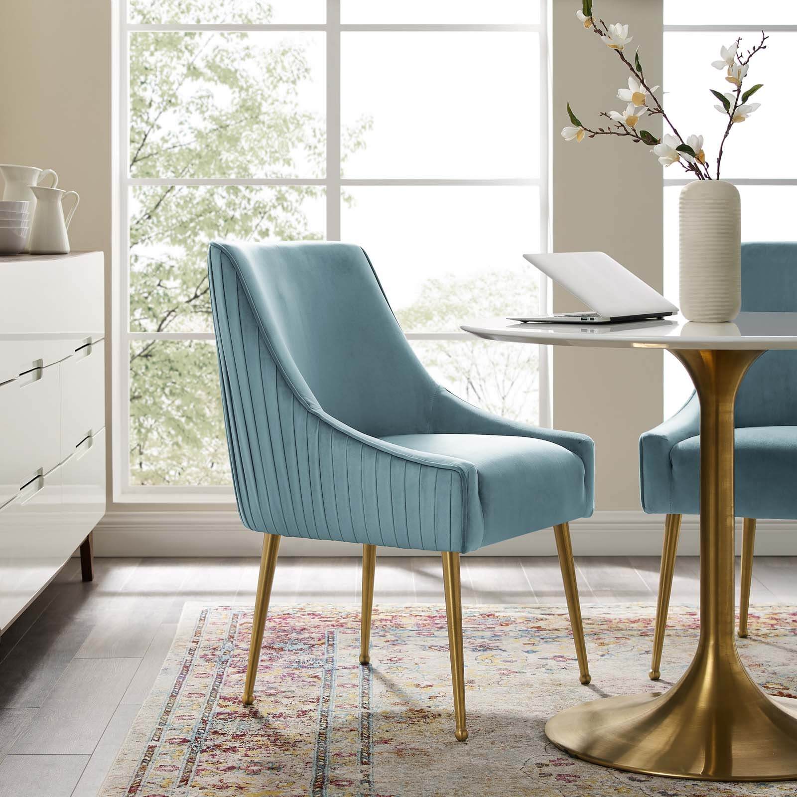 Discern Pleated Back Velvet Dining Chair