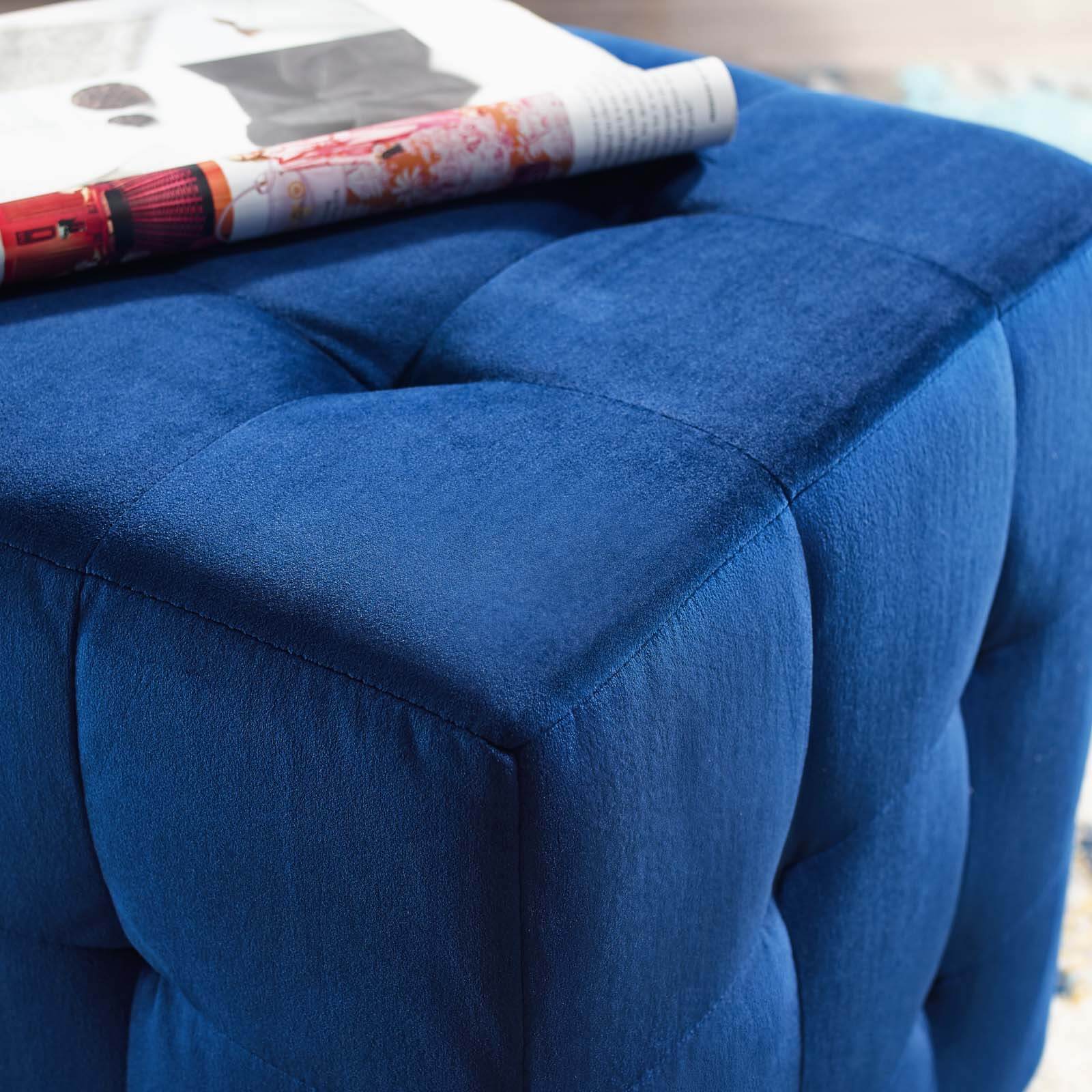 Contour Tufted Cube Velvet Ottoman