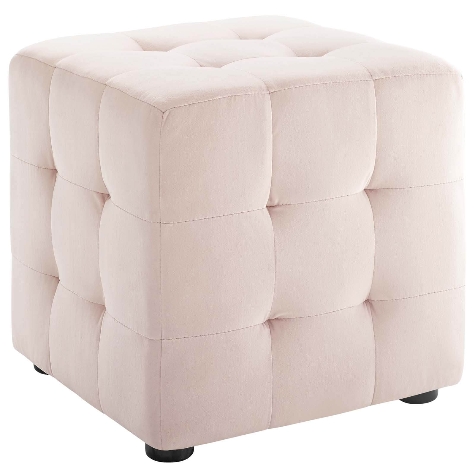 Contour Tufted Cube Velvet Ottoman