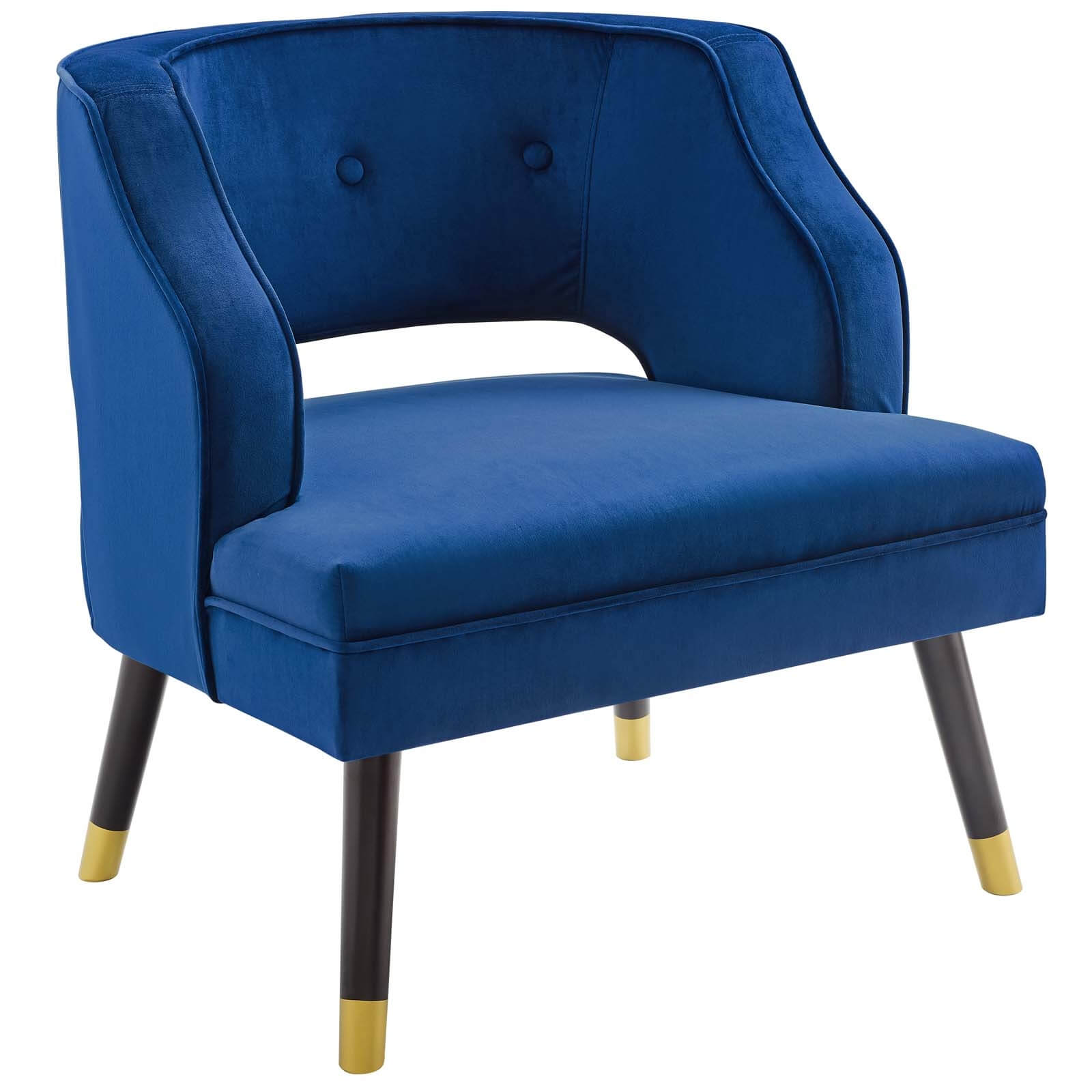 Traipse Button Tufted Open Back Velvet Armchair