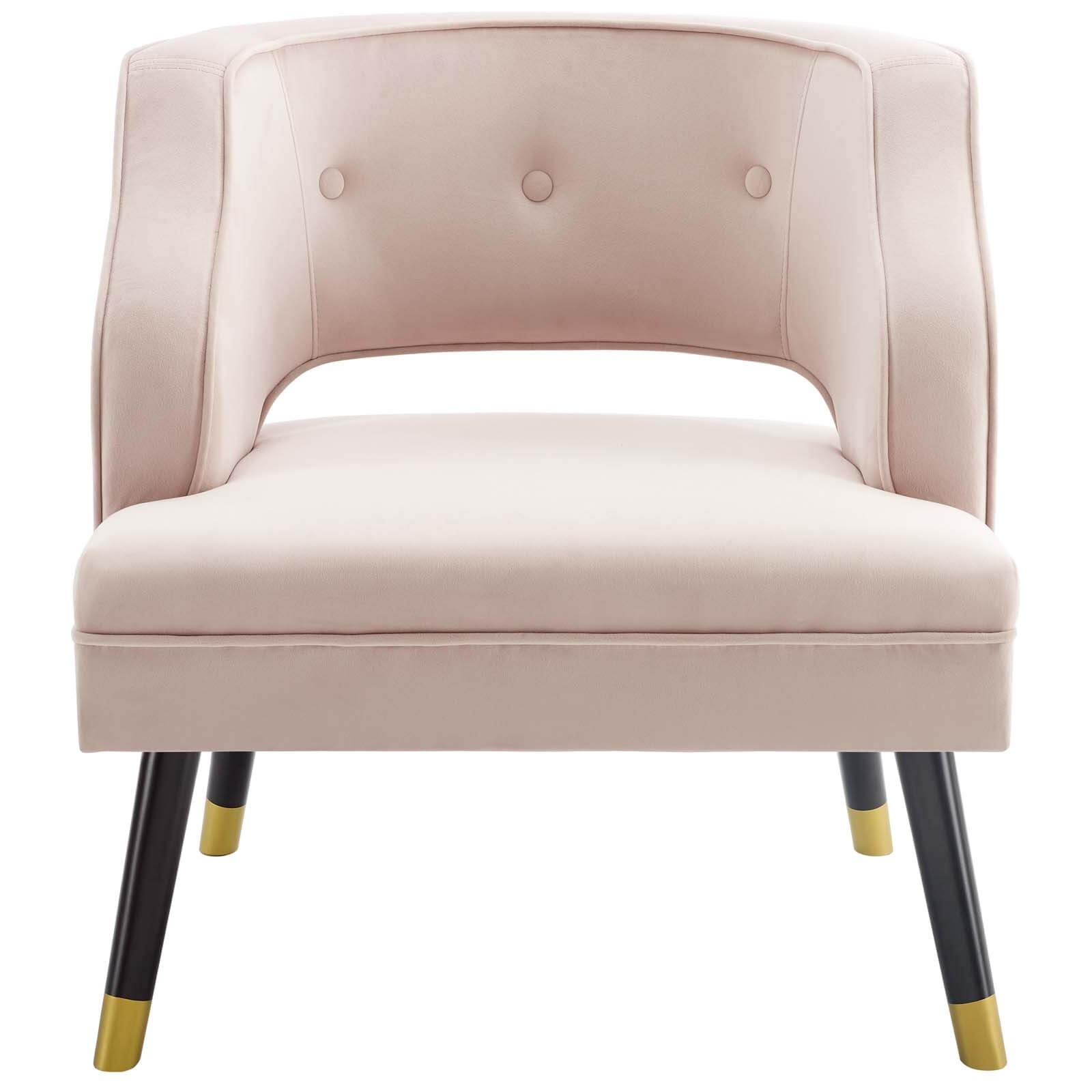 Traipse Button Tufted Open Back Velvet Armchair