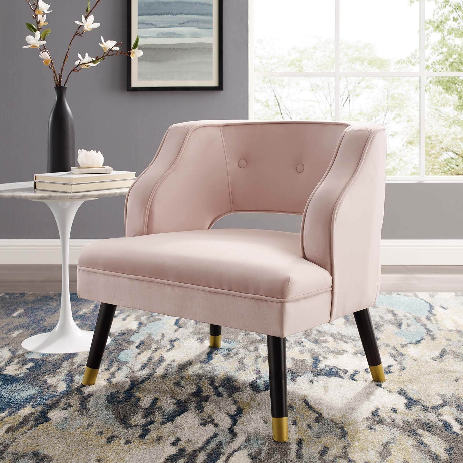 Traipse Button Tufted Open Back Velvet Armchair
