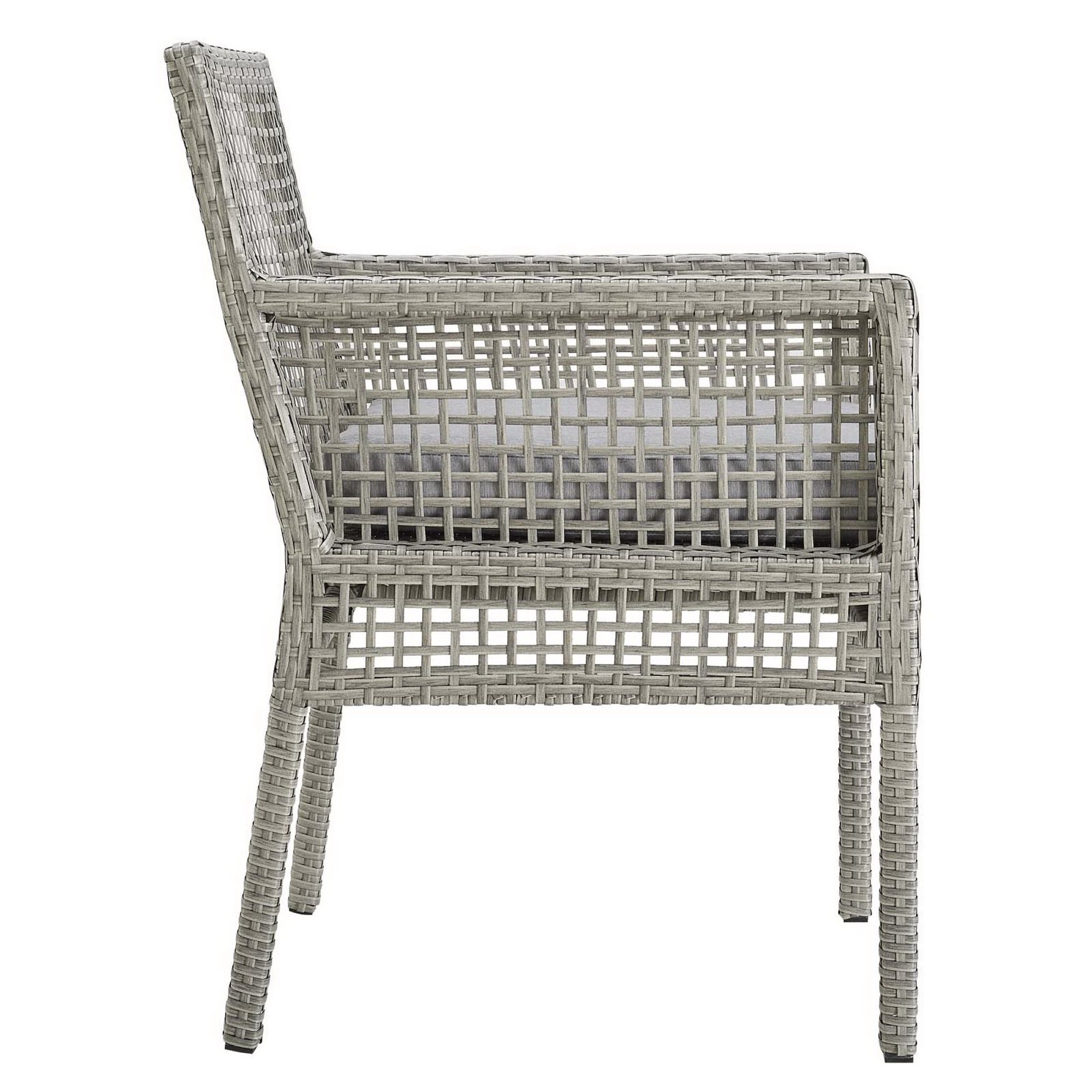 Aura Outdoor Patio Wicker Rattan Dining Armchair, Set of 4