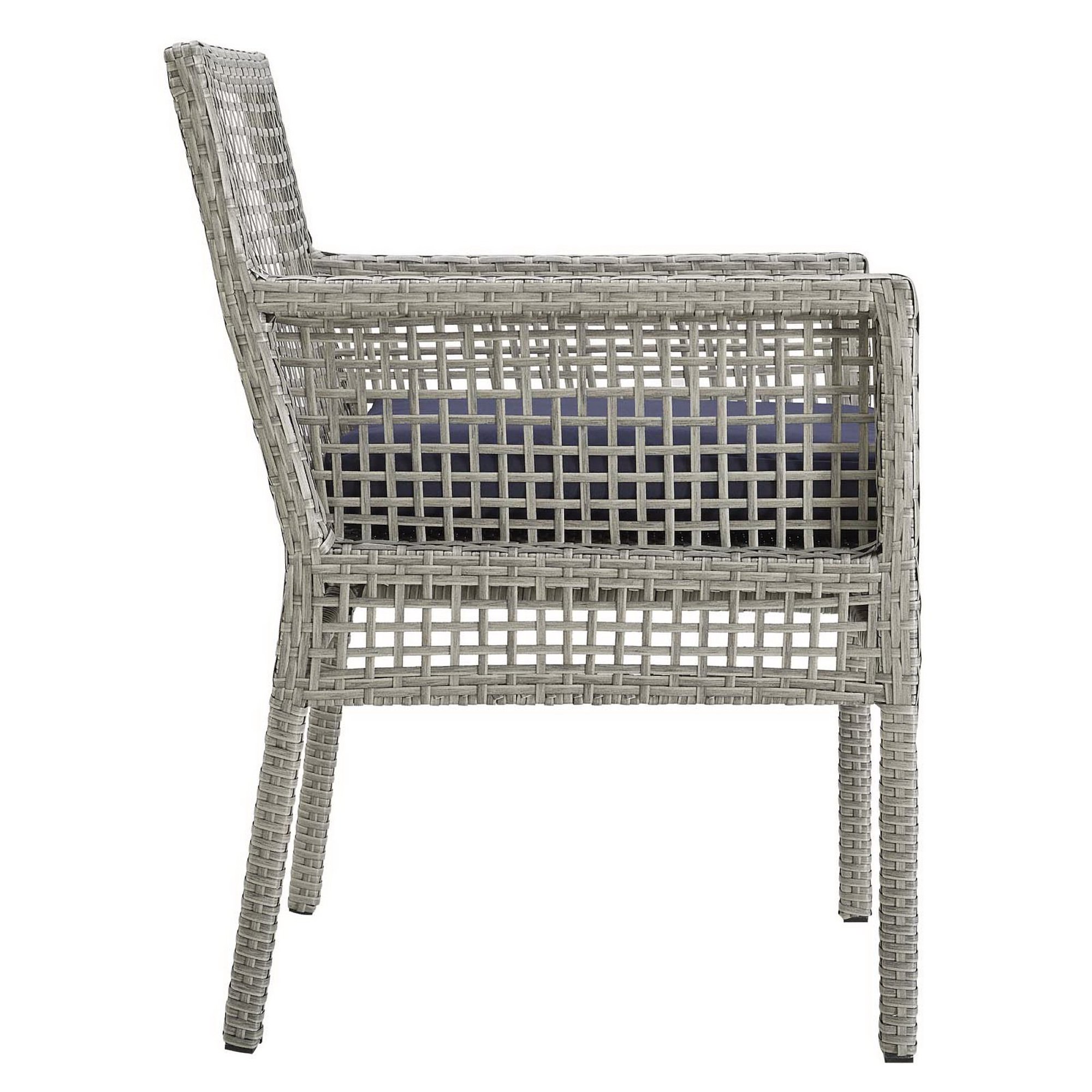 Aura Outdoor Patio Wicker Rattan Dining Armchair, Set of 4