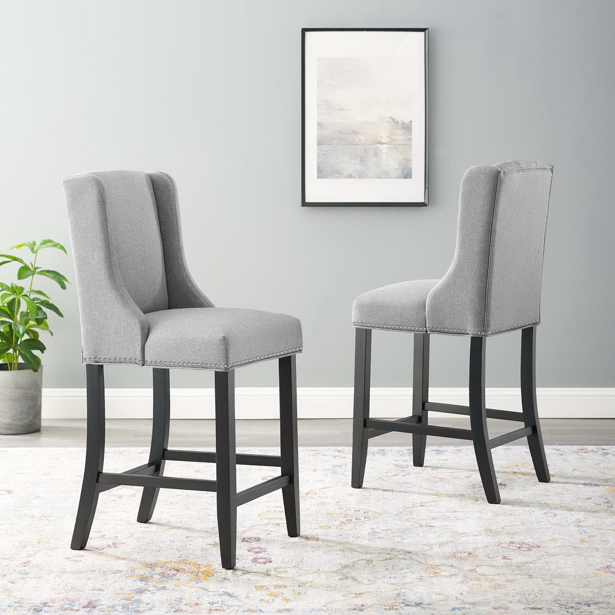 Baron Upholstered Fabric Counter Stool, Set of 2