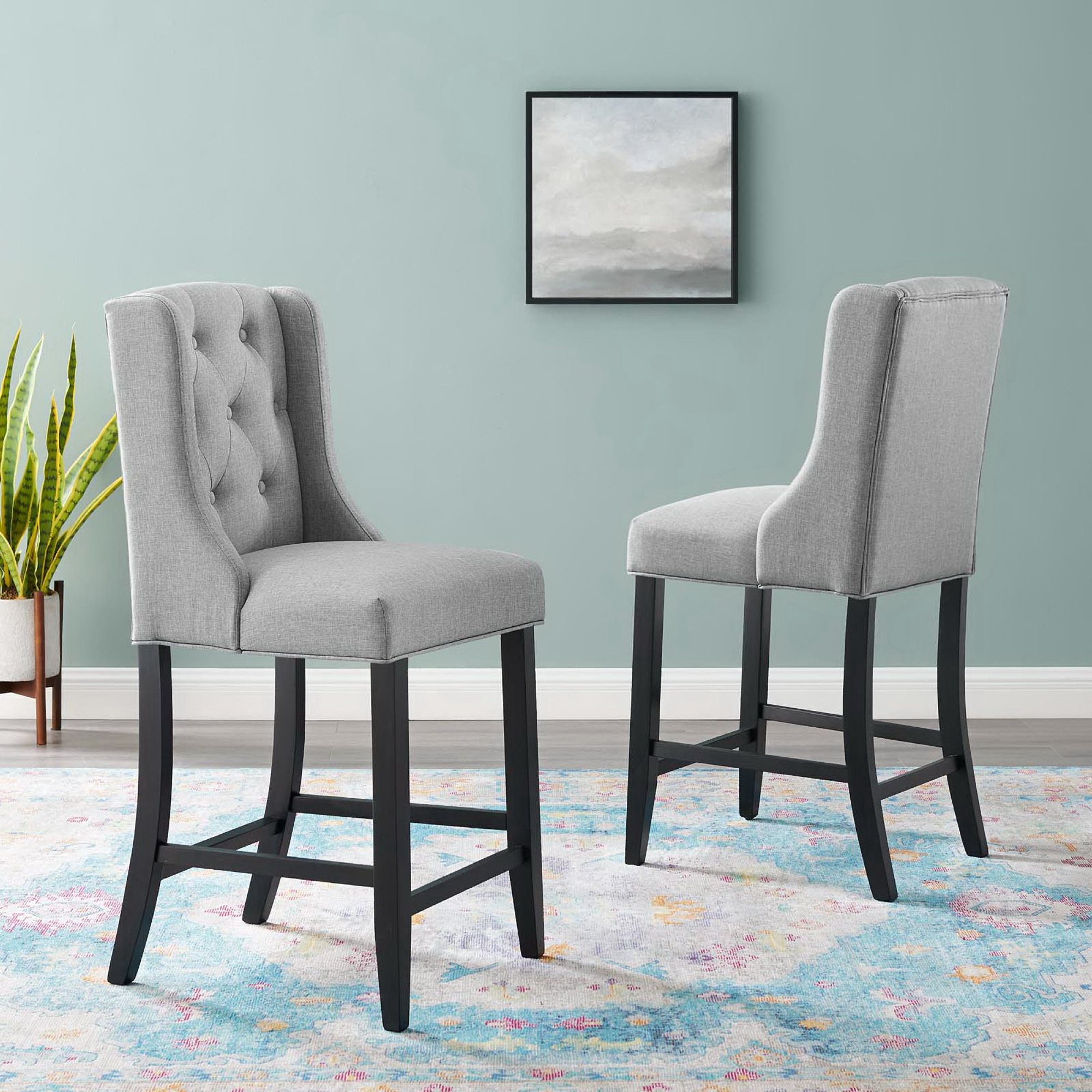 Baronet Upholstered Fabric Counter Stool, Set of 2