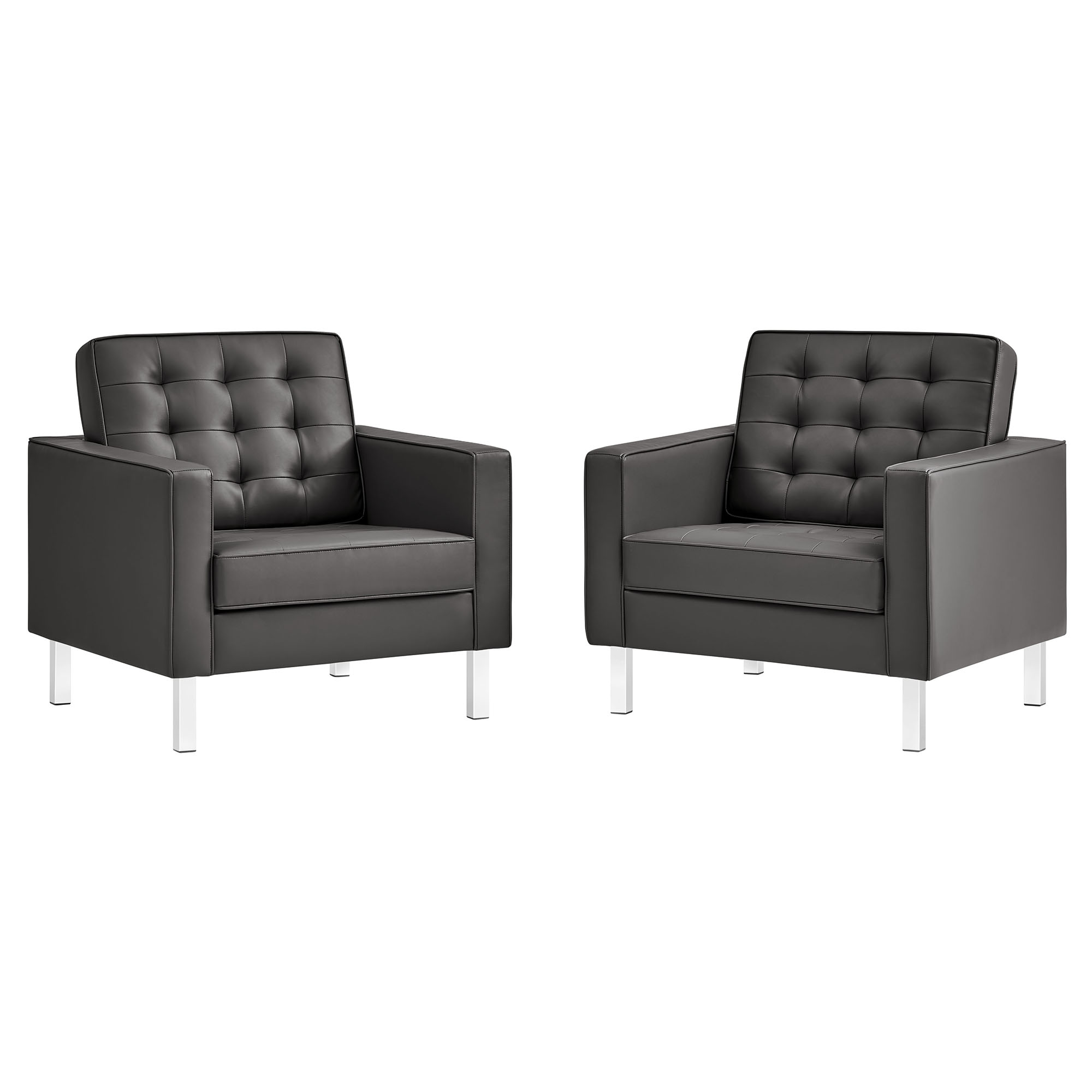 Loft Tufted Vegan Leather Armchairs