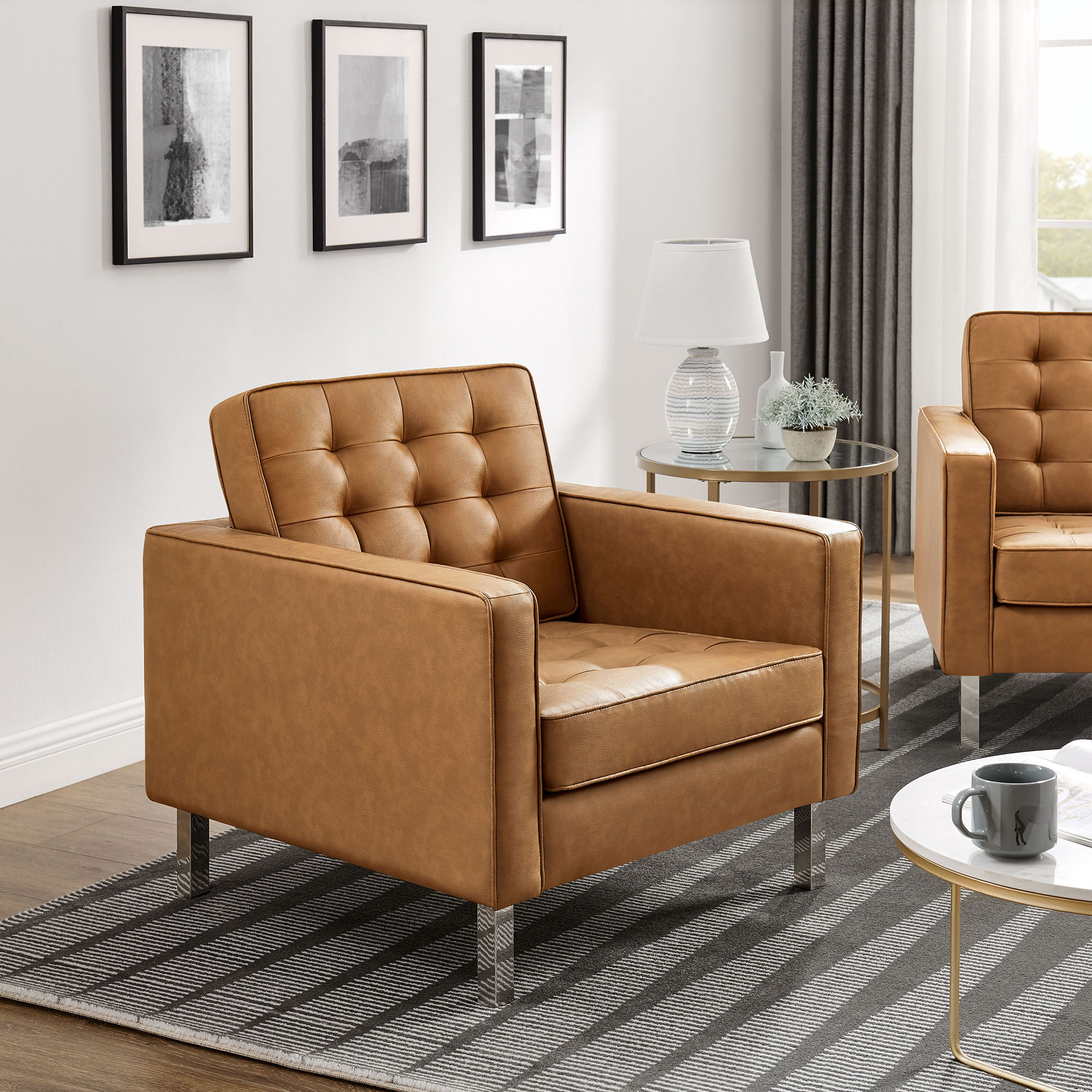 Loft Tufted Vegan Leather Armchairs