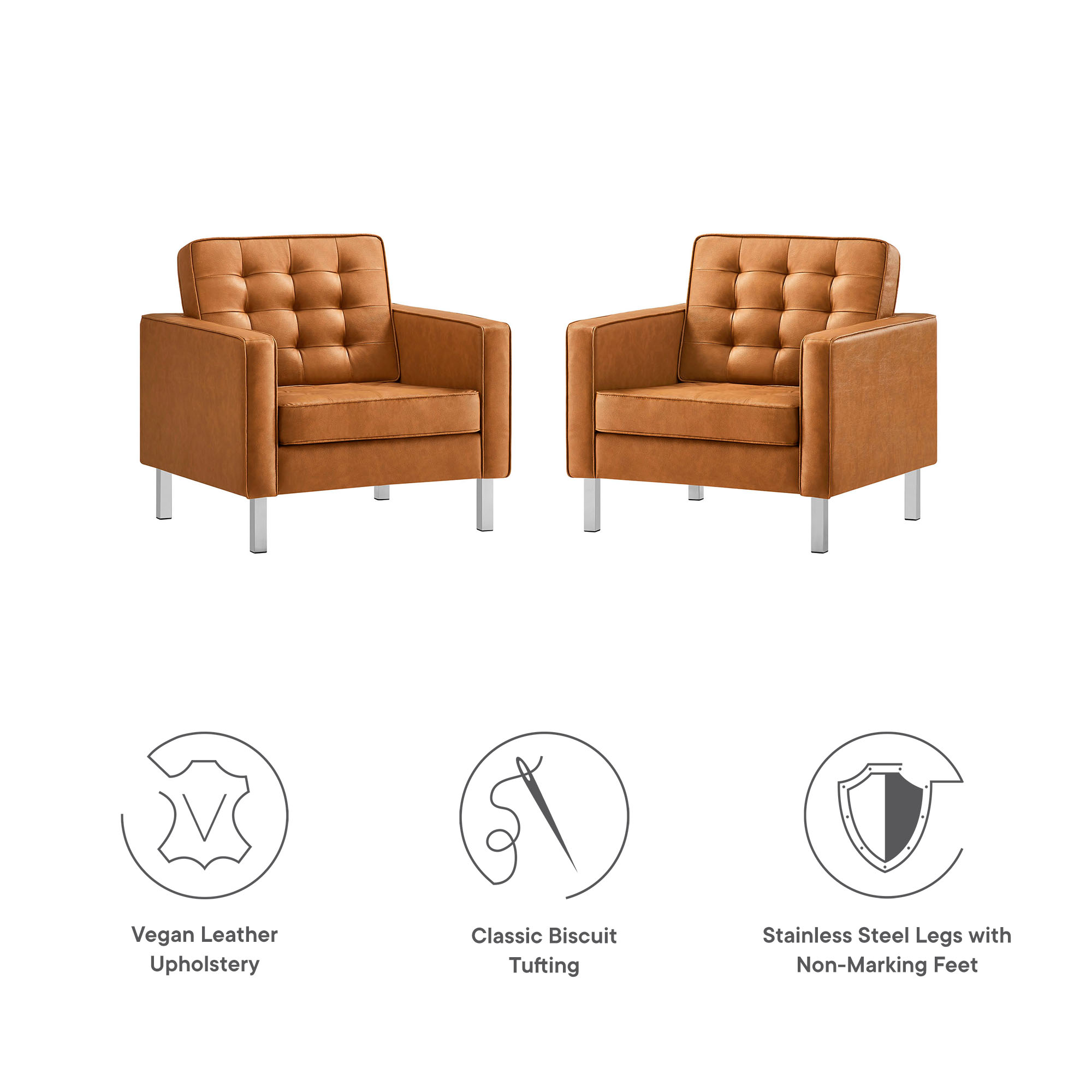 Loft Tufted Vegan Leather Armchairs