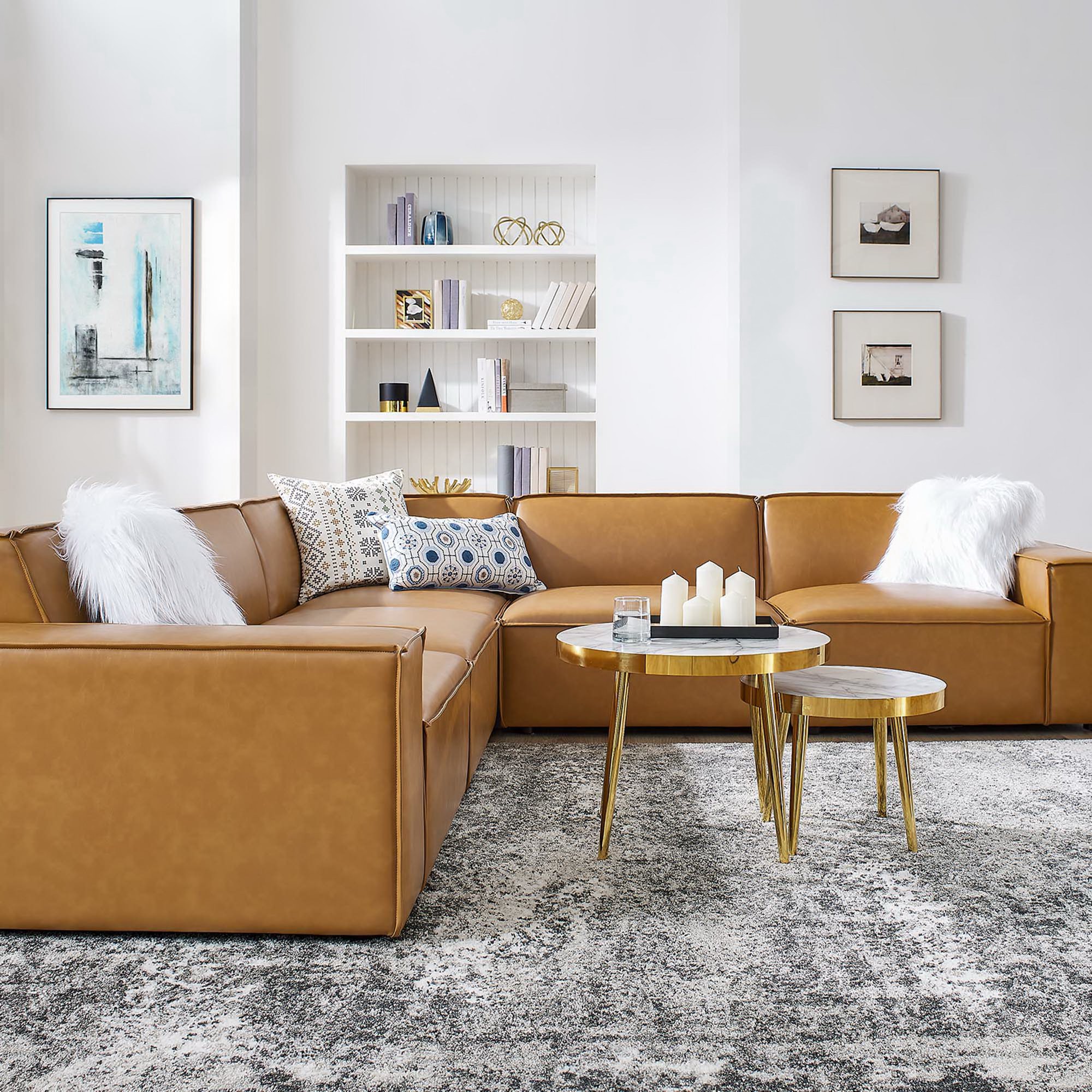 Restore 5-Piece Vegan Leather Sectional Sofa, Configuration 2