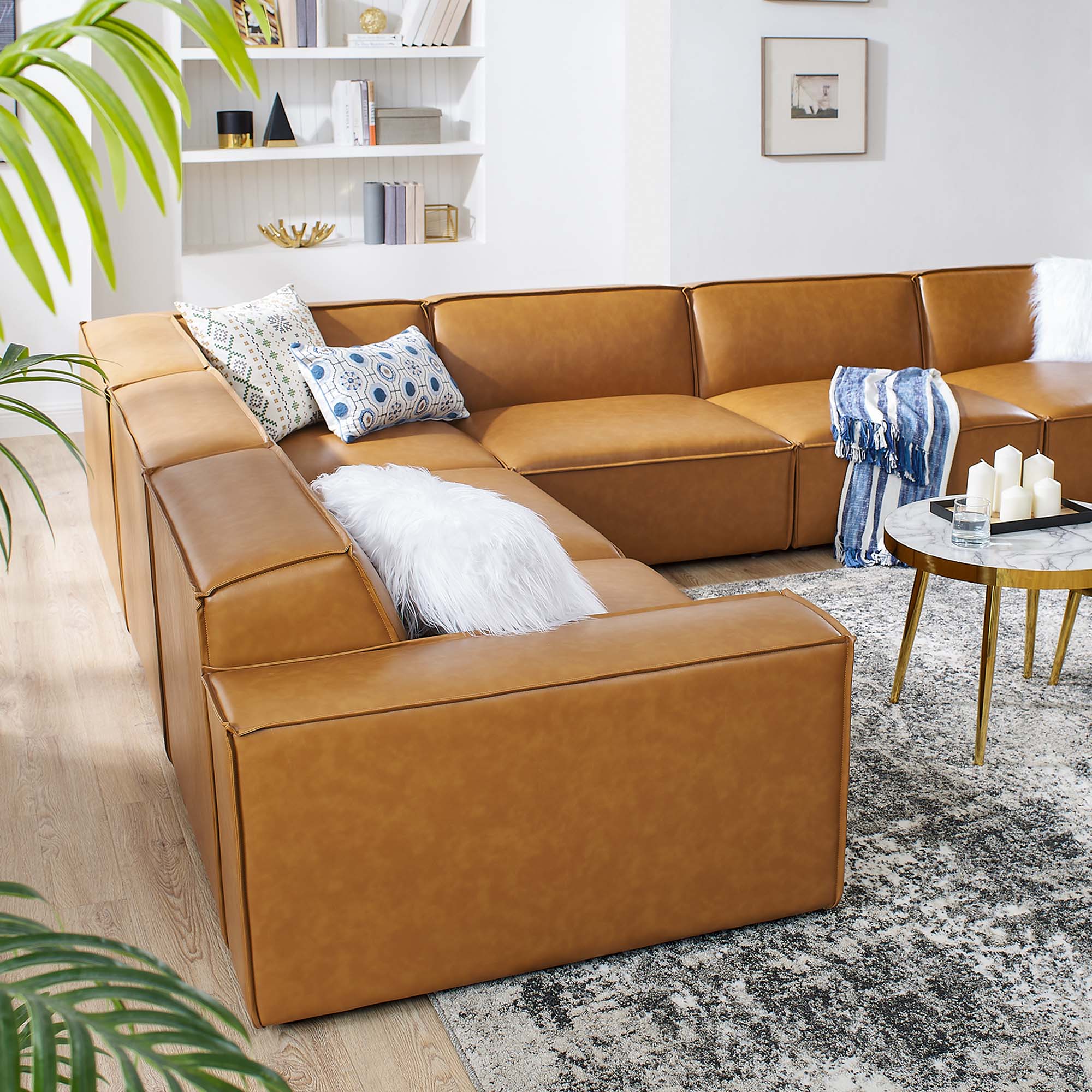Restore 6-Piece Vegan Leather Sectional Sofa, Configuration 3
