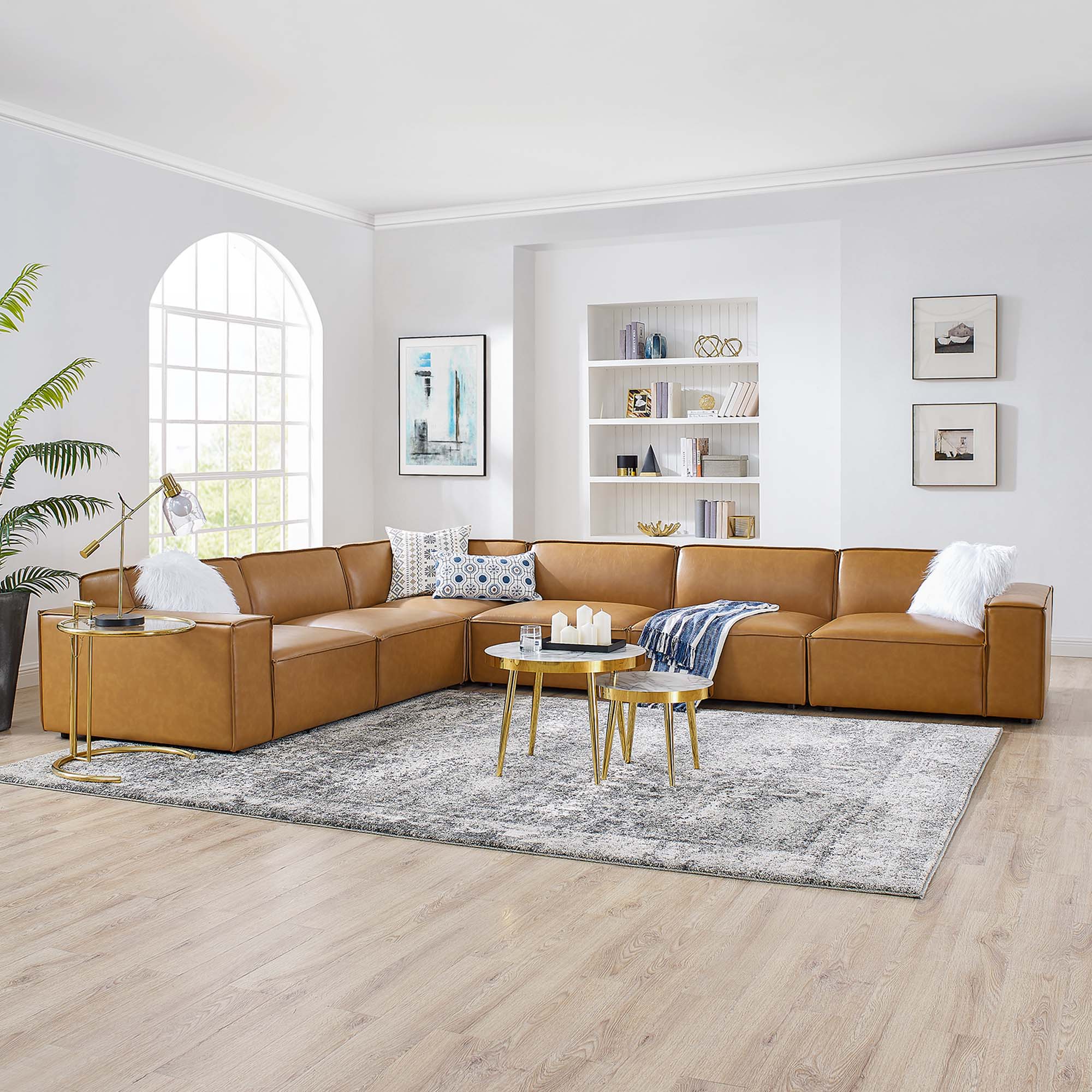 Restore 6-Piece Vegan Leather Sectional Sofa, Configuration 3