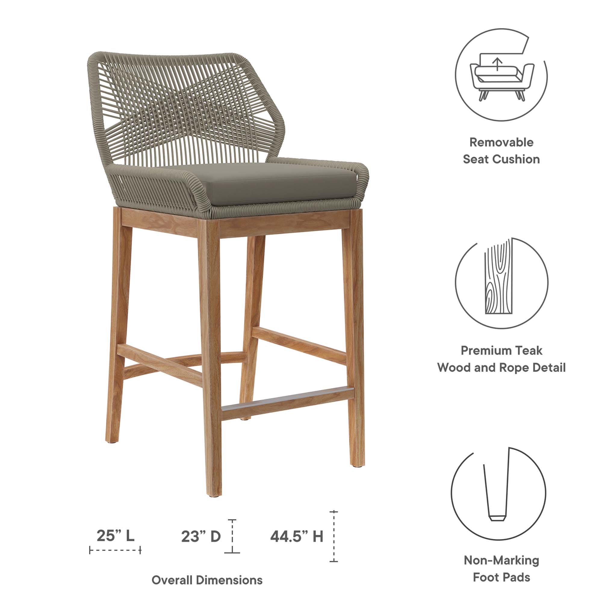 Wellspring 3-Pc Outdoor Patio Teak Wood Bar Set