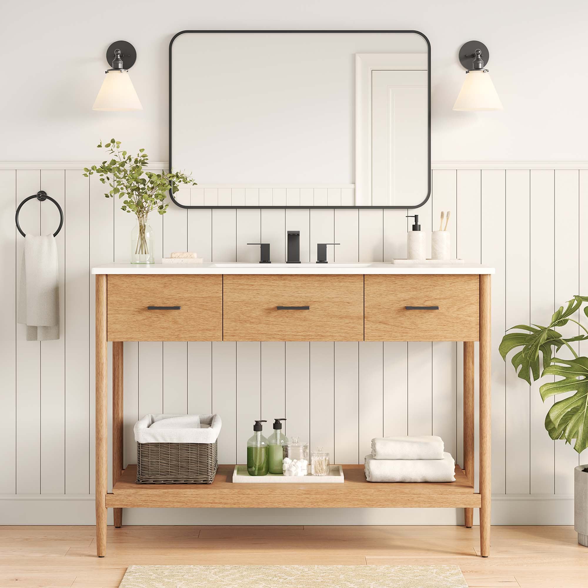 Zaire 48" Single Sink Compatible Bathroom Vanity Cabinet (Sink Basin Not Included)