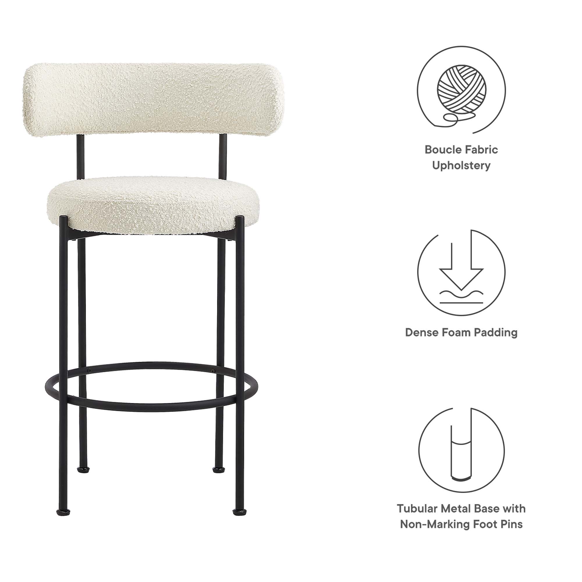 Albie Boucle Fabric Bar Stools