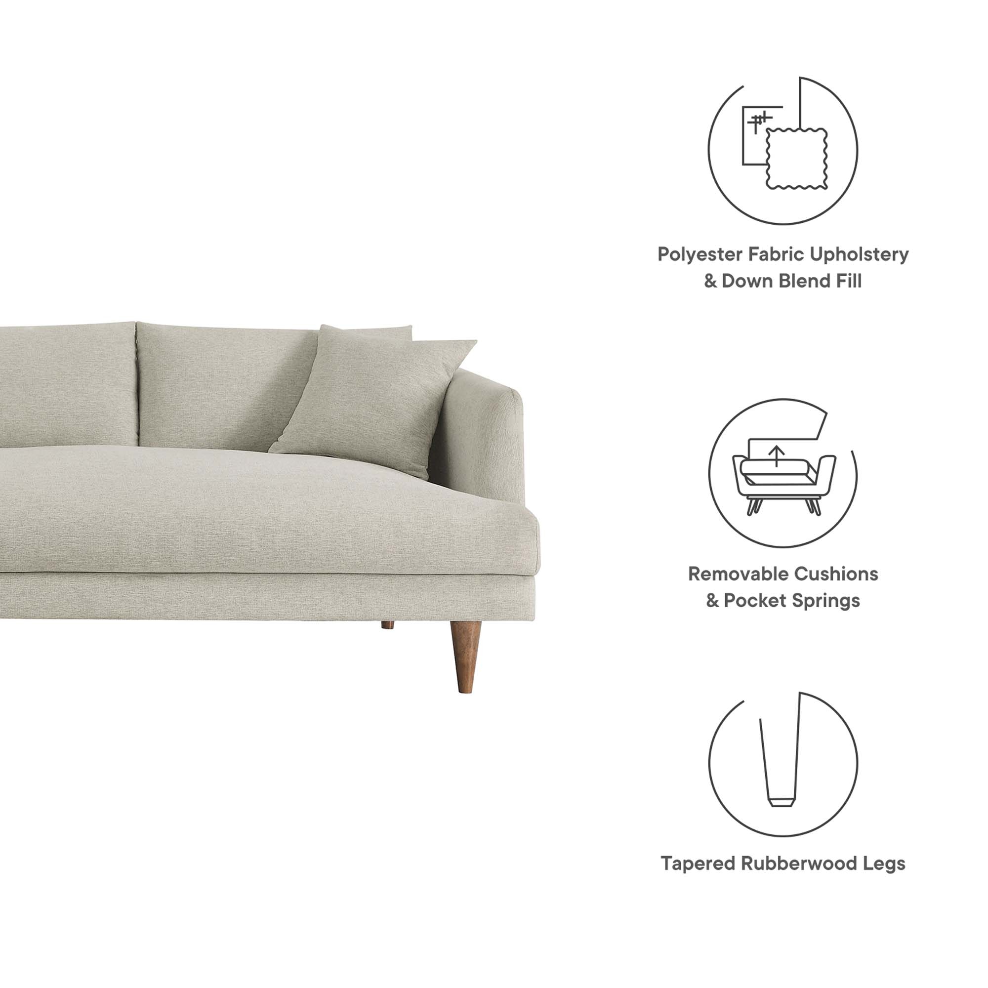 Zoya 3-Piece Down Filled Overstuffed Sectional Sofa