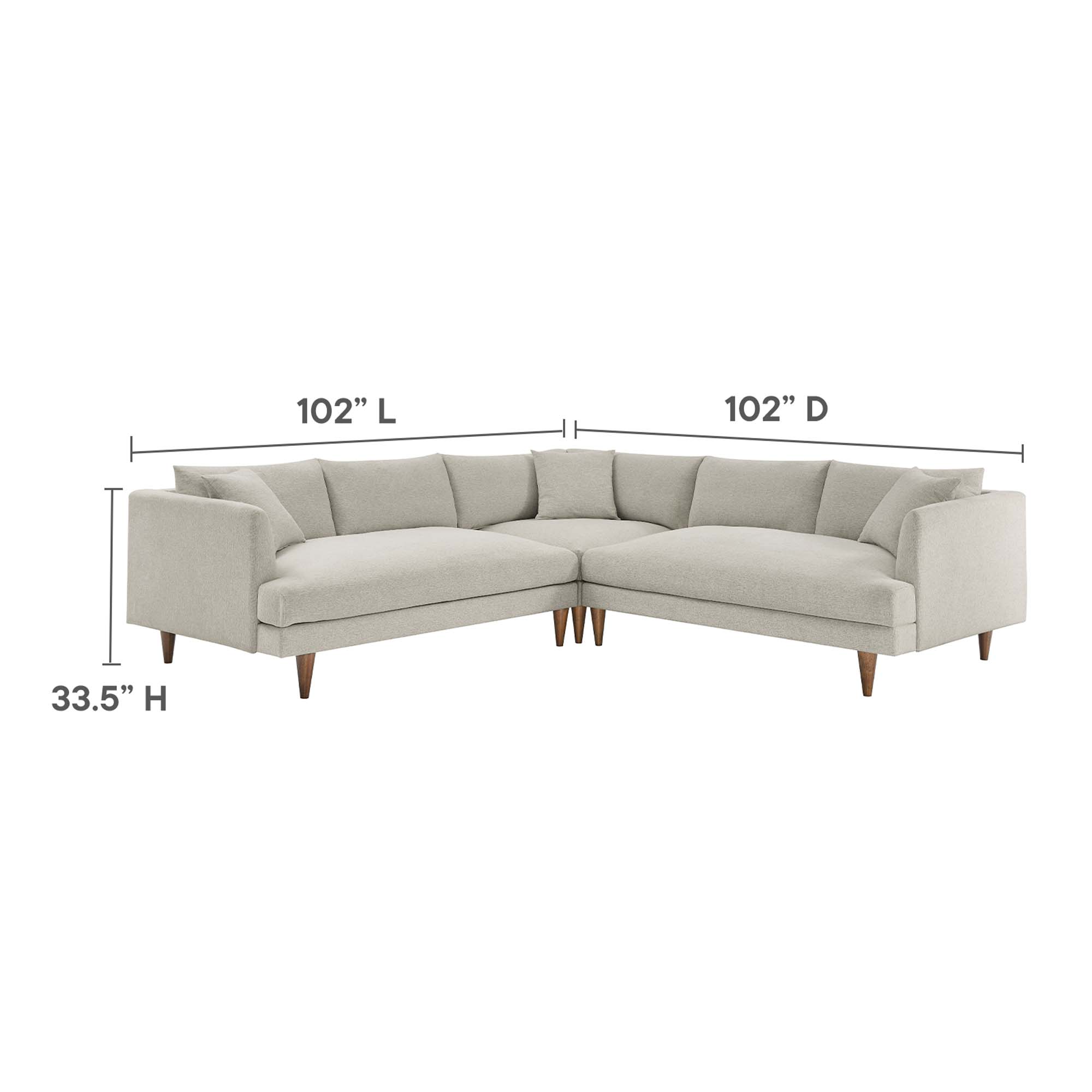 Zoya 3-Piece Down Filled Overstuffed Sectional Sofa