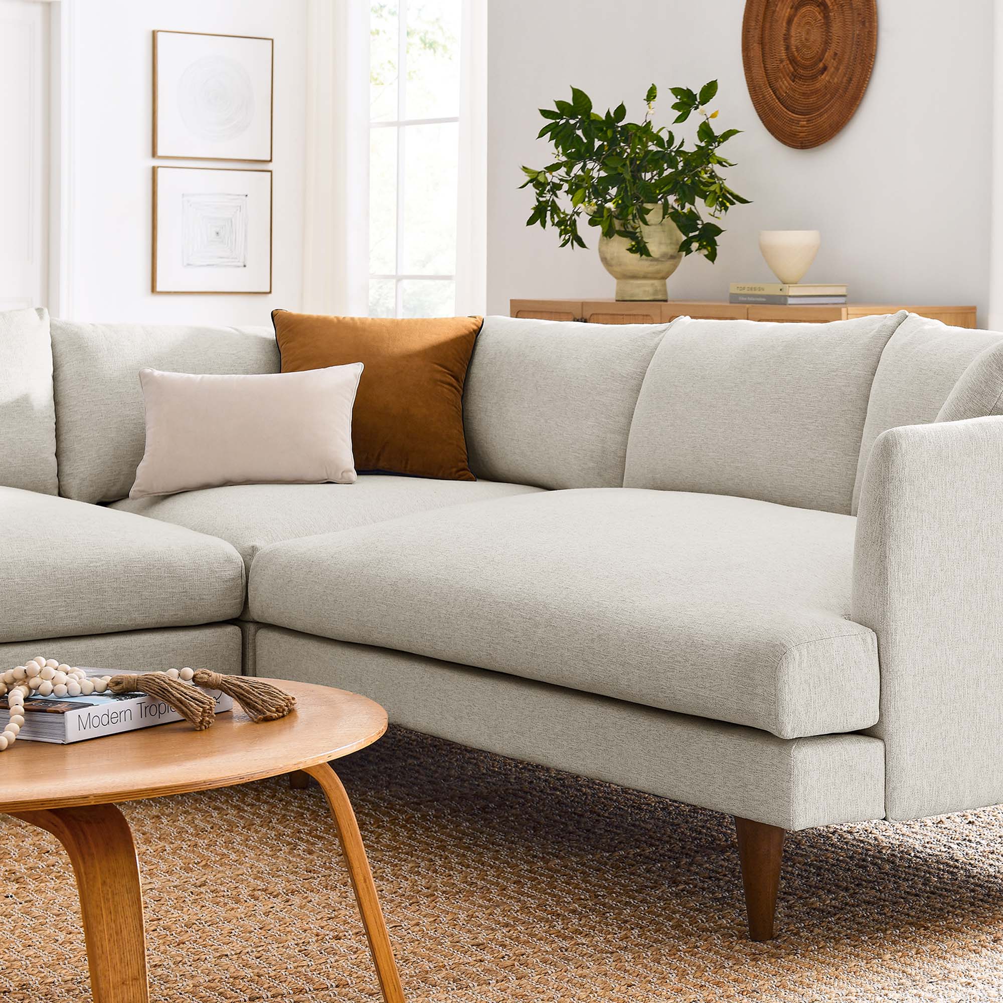 Zoya 3-Piece Down Filled Overstuffed Sectional Sofa