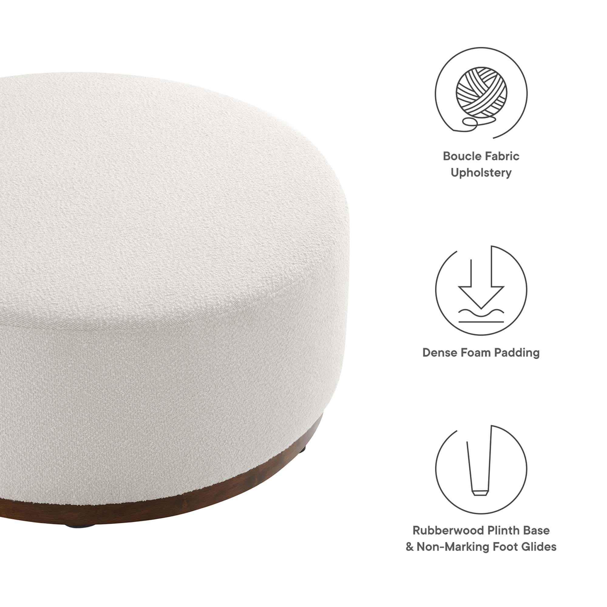 Tilden Large 38" Round Boucle Ottoman
