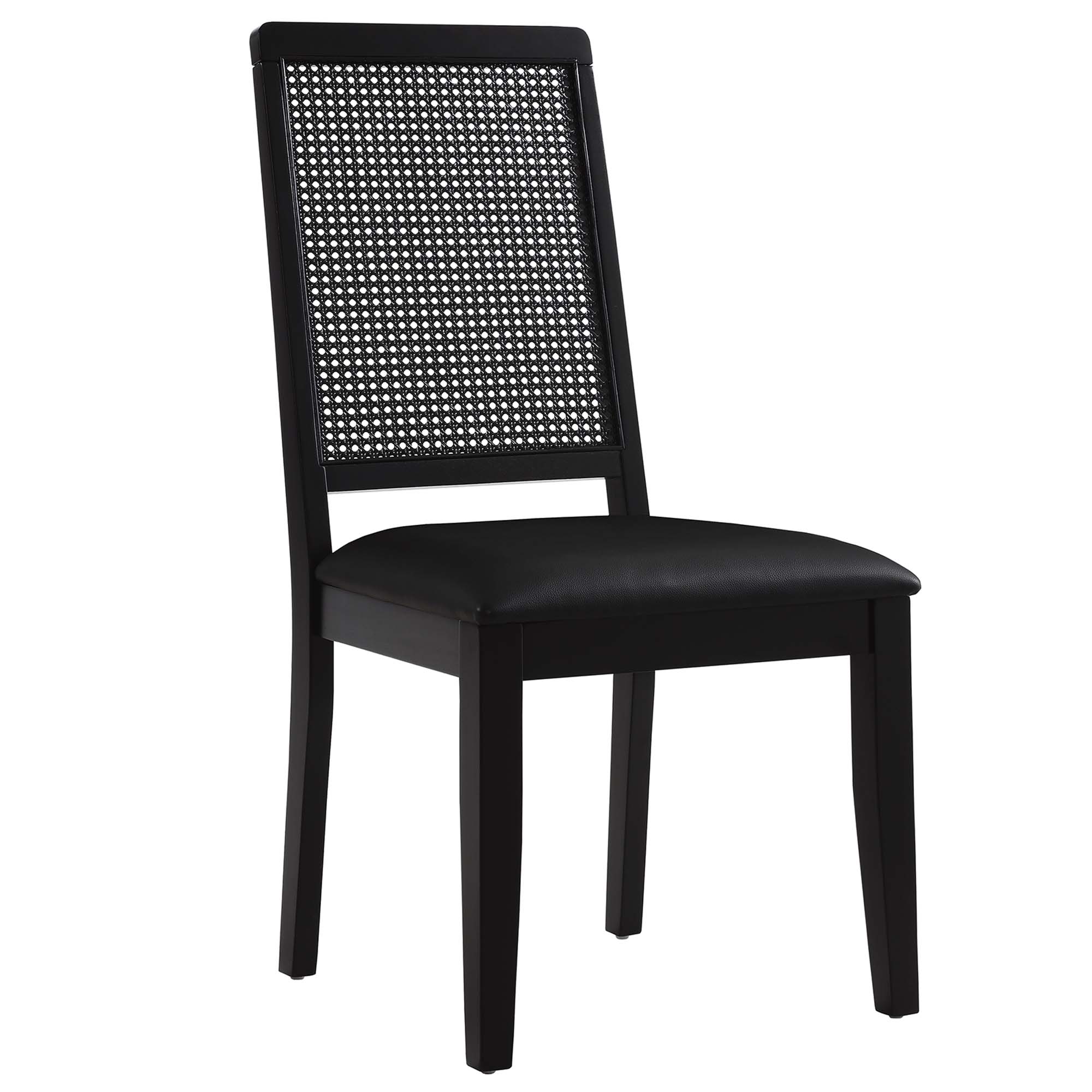 Arlo Vegan Leather Upholstered Faux Rattan and Wood Dining Side Chairs