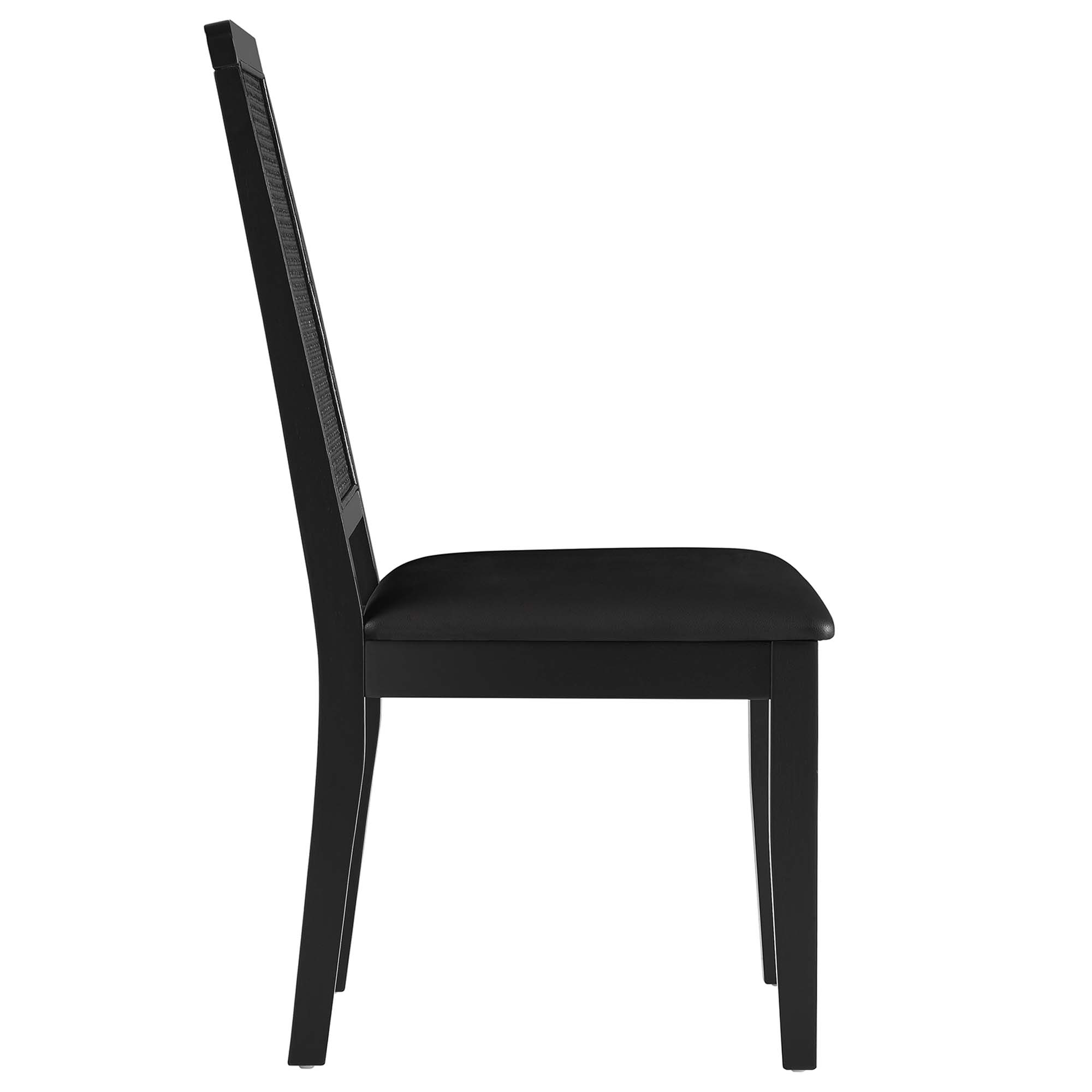 Arlo Vegan Leather Upholstered Faux Rattan and Wood Dining Side Chairs