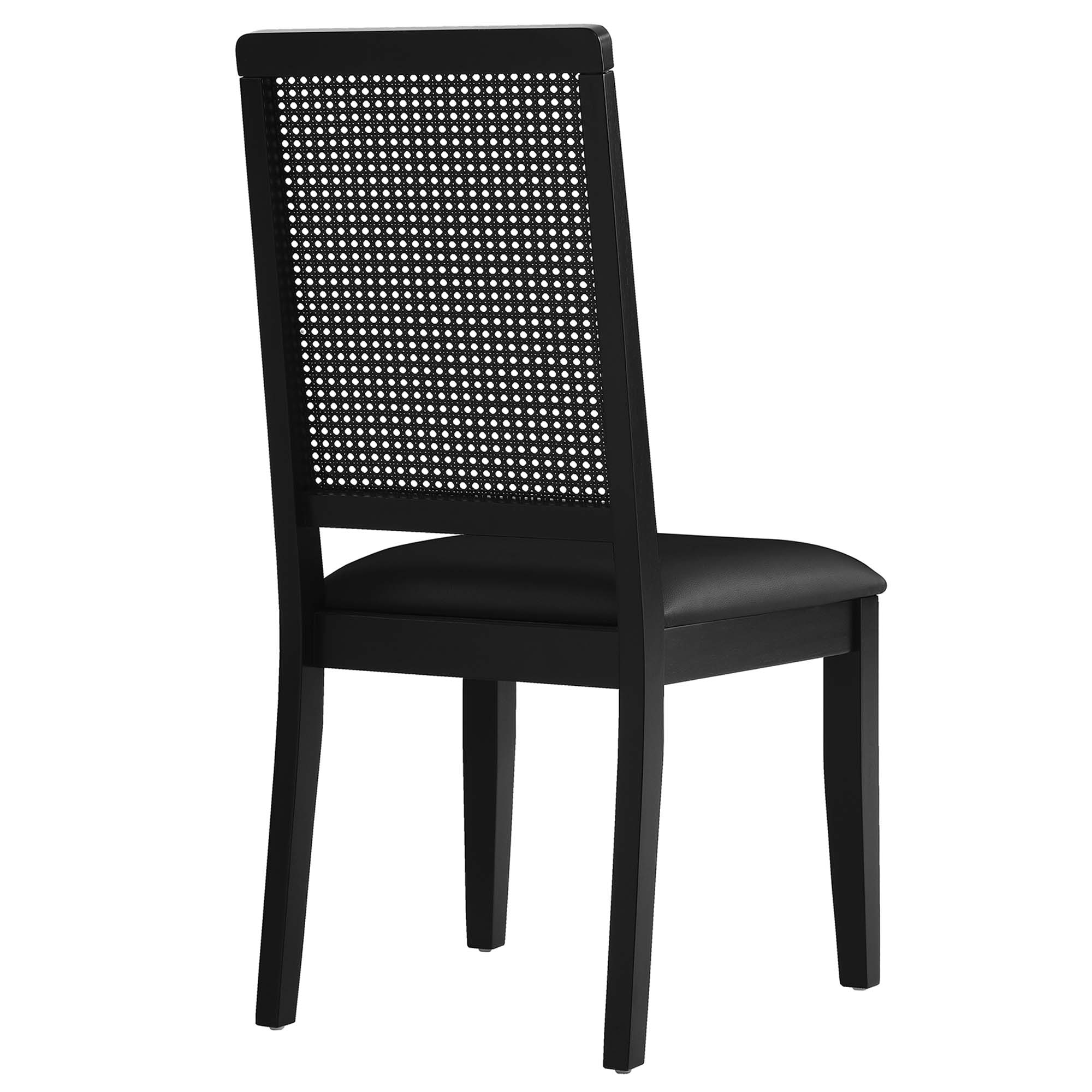Arlo Vegan Leather Upholstered Faux Rattan and Wood Dining Side Chairs