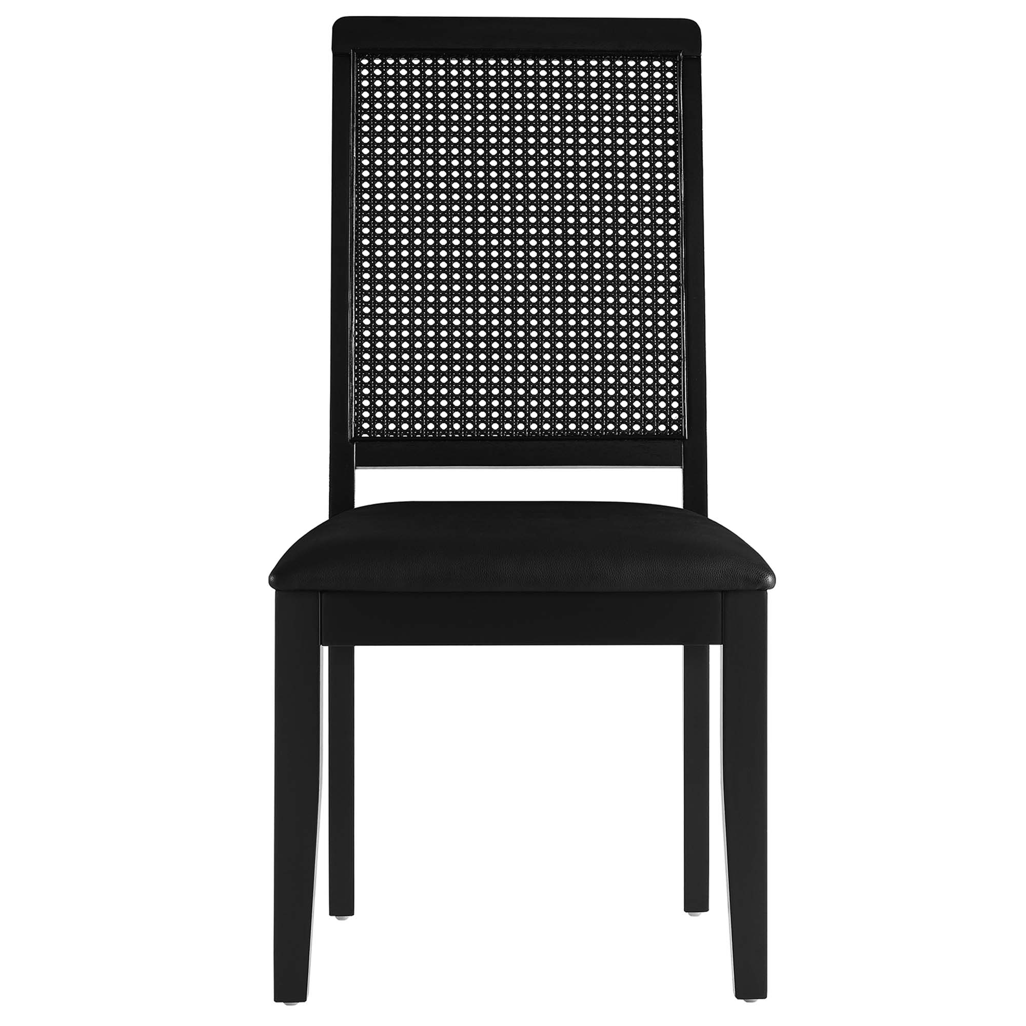 Arlo Vegan Leather Upholstered Faux Rattan and Wood Dining Side Chairs