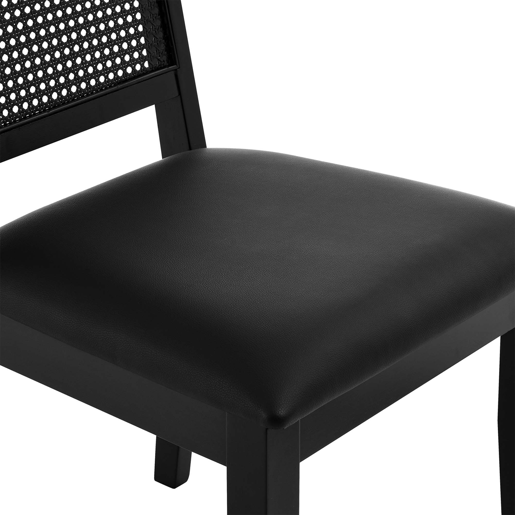 Arlo Vegan Leather Upholstered Faux Rattan and Wood Dining Side Chairs