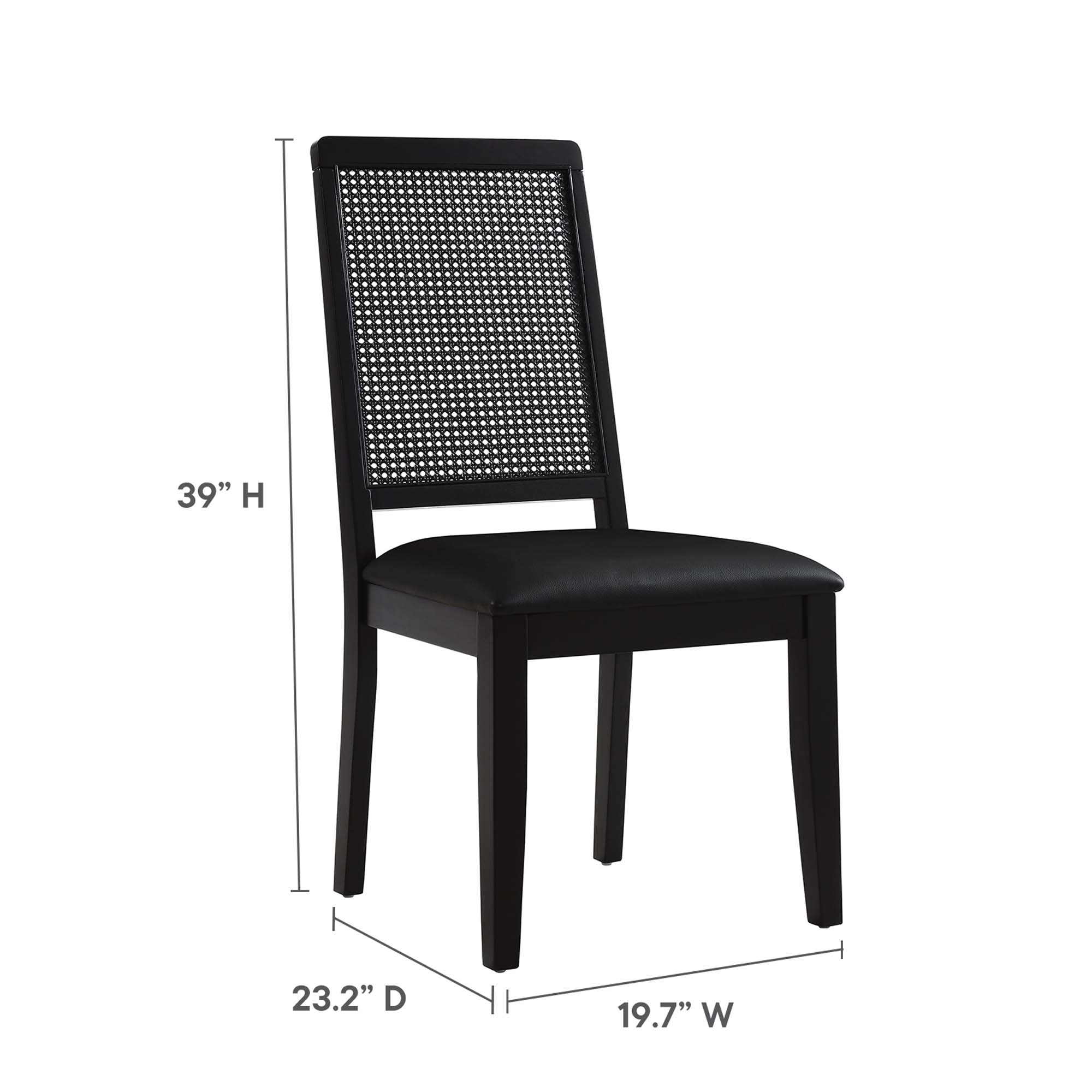 Arlo Vegan Leather Upholstered Faux Rattan and Wood Dining Side Chairs
